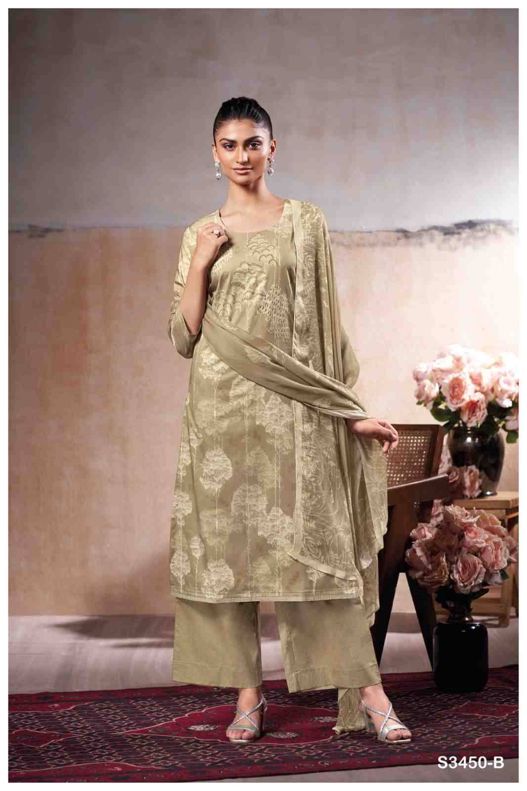 Linzy-3450 By Ganga Fashion 3450-A To 3450-D Series Beautiful Festive Suits Colorful Stylish Fancy Casual Wear & Ethnic Wear Pure Cotton Dresses At Wholesale Price