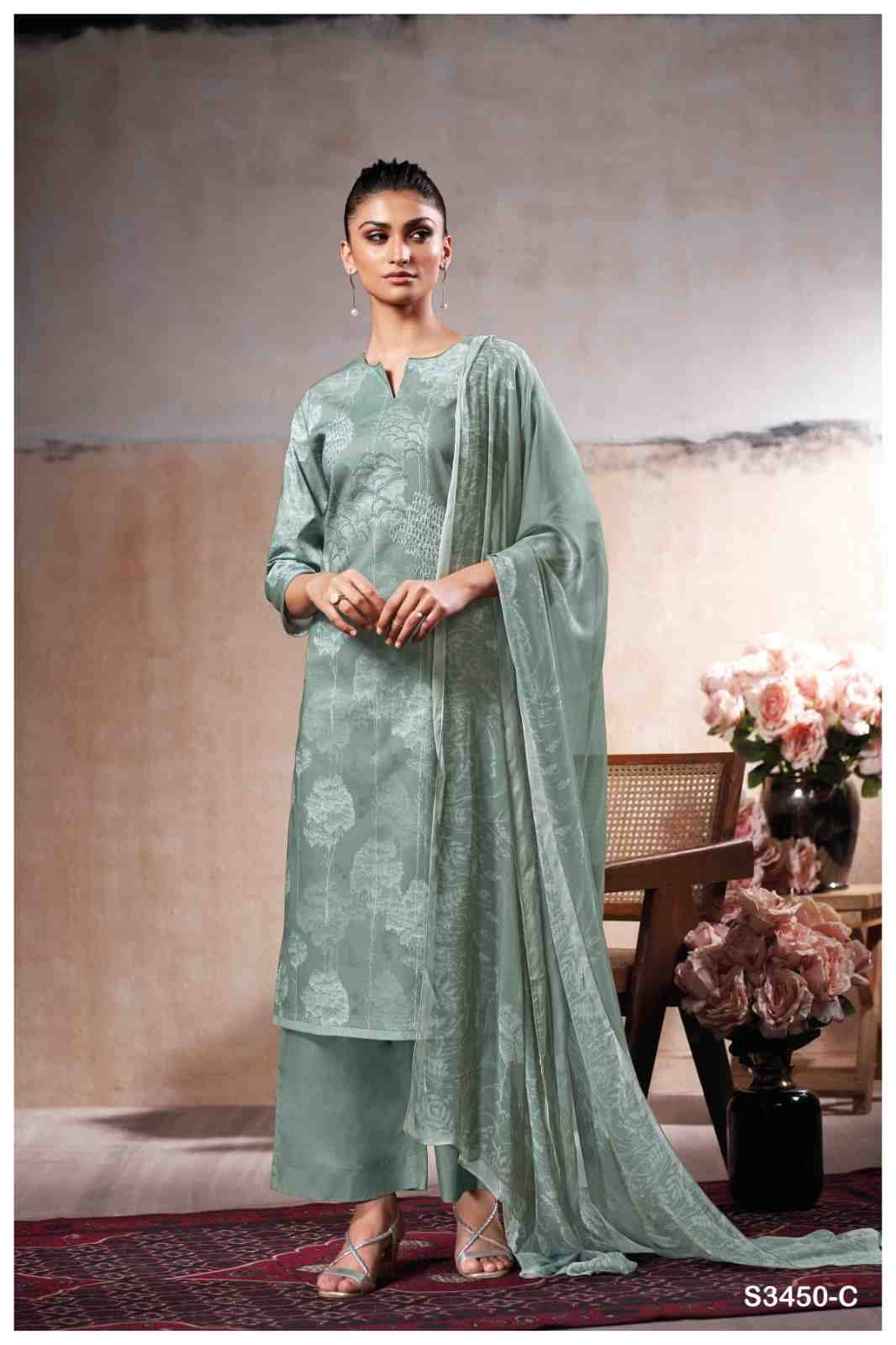 Linzy-3450 By Ganga Fashion 3450-A To 3450-D Series Beautiful Festive Suits Colorful Stylish Fancy Casual Wear & Ethnic Wear Pure Cotton Dresses At Wholesale Price