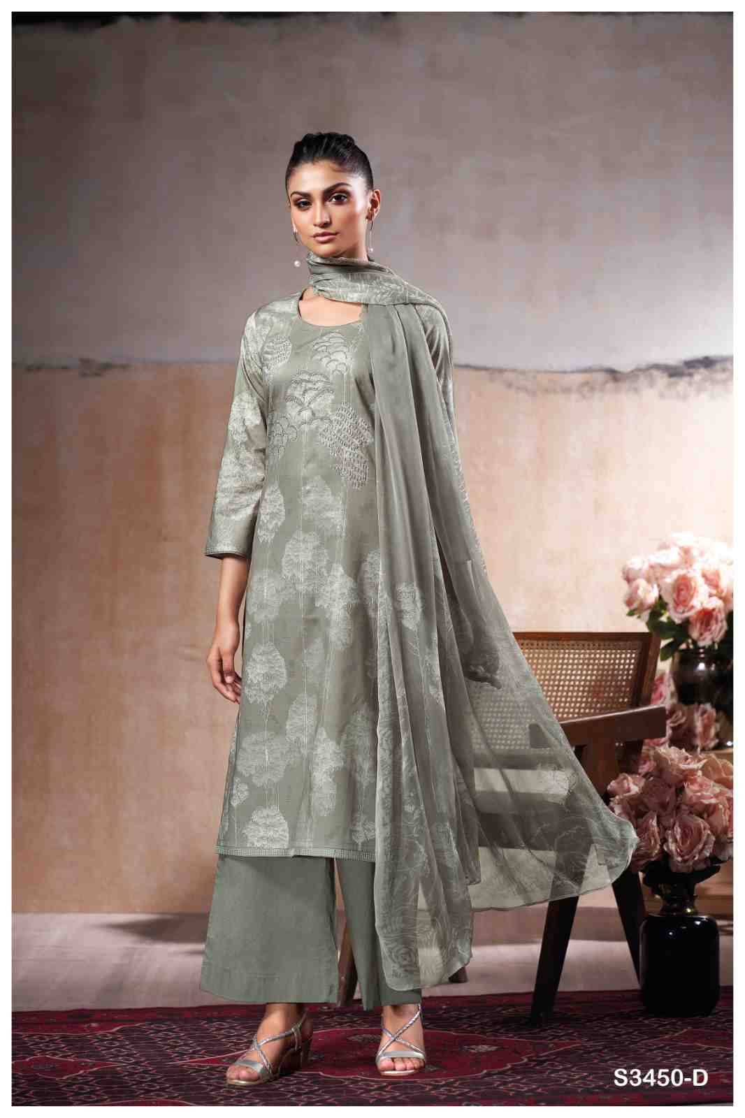Linzy-3450 By Ganga Fashion 3450-A To 3450-D Series Beautiful Festive Suits Colorful Stylish Fancy Casual Wear & Ethnic Wear Pure Cotton Dresses At Wholesale Price