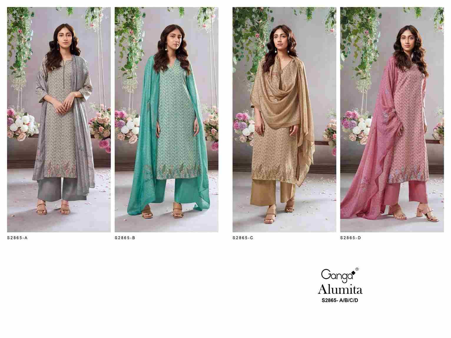 Alumita-2865 By Ganga Fashion 2865-A To 2865-D Series Beautiful Festive Suits Colorful Stylish Fancy Casual Wear & Ethnic Wear Pure Cotton Dresses At Wholesale Price