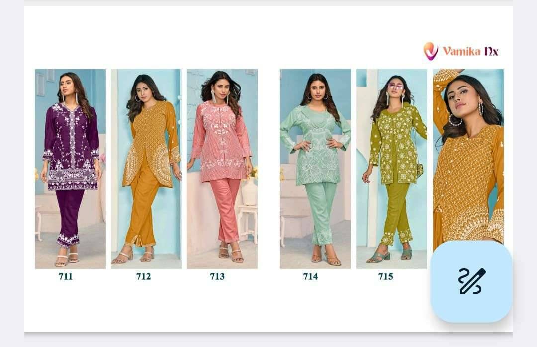 Veera Vol-3 By Vamika 711 To 715 Series Designer Stylish Fancy Colorful Beautiful Party Wear & Ethnic Wear Collection Heavy Rayon Tops With Bottom At Wholesale Price