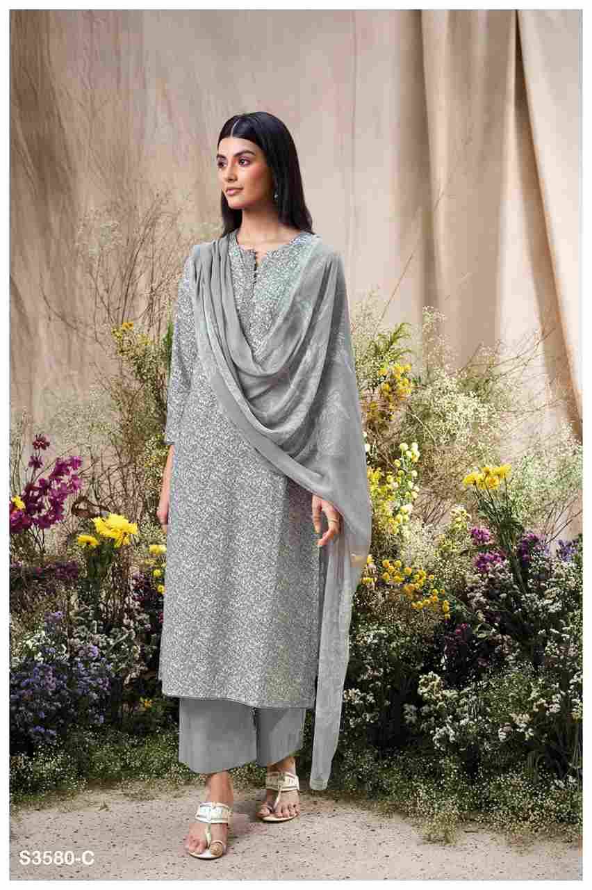 Manvika-3580 By Ganga Fashion 3580-A To 3580-D Series Beautiful Festive Suits Colorful Stylish Fancy Casual Wear & Ethnic Wear Pure Cotton Dresses At Wholesale Price