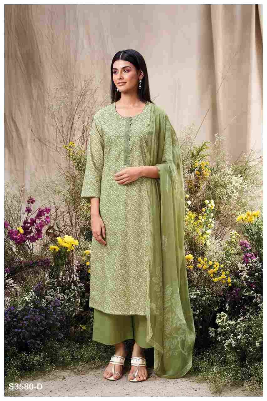 Manvika-3580 By Ganga Fashion 3580-A To 3580-D Series Beautiful Festive Suits Colorful Stylish Fancy Casual Wear & Ethnic Wear Pure Cotton Dresses At Wholesale Price