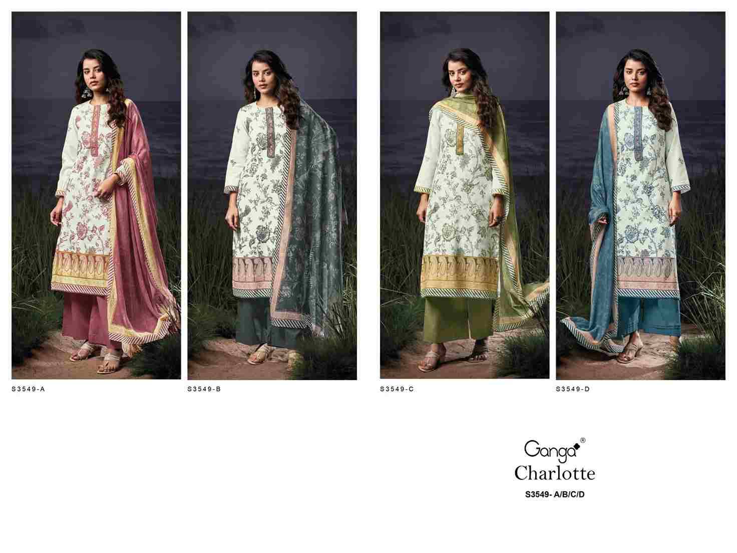 Charlotte-3549 By Ganga Fashion 3549-A To 3549-D Series Beautiful Festive Suits Colorful Stylish Fancy Casual Wear & Ethnic Wear Pure Linen Cotton Dresses At Wholesale Price