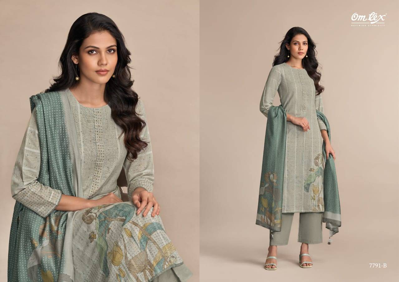 Desi Twist By Om Tex 7791-A To 7791-C Series Beautiful Suits Stylish Fancy Colorful Party Wear & Ethnic Wear Linen Dresses At Wholesale Price