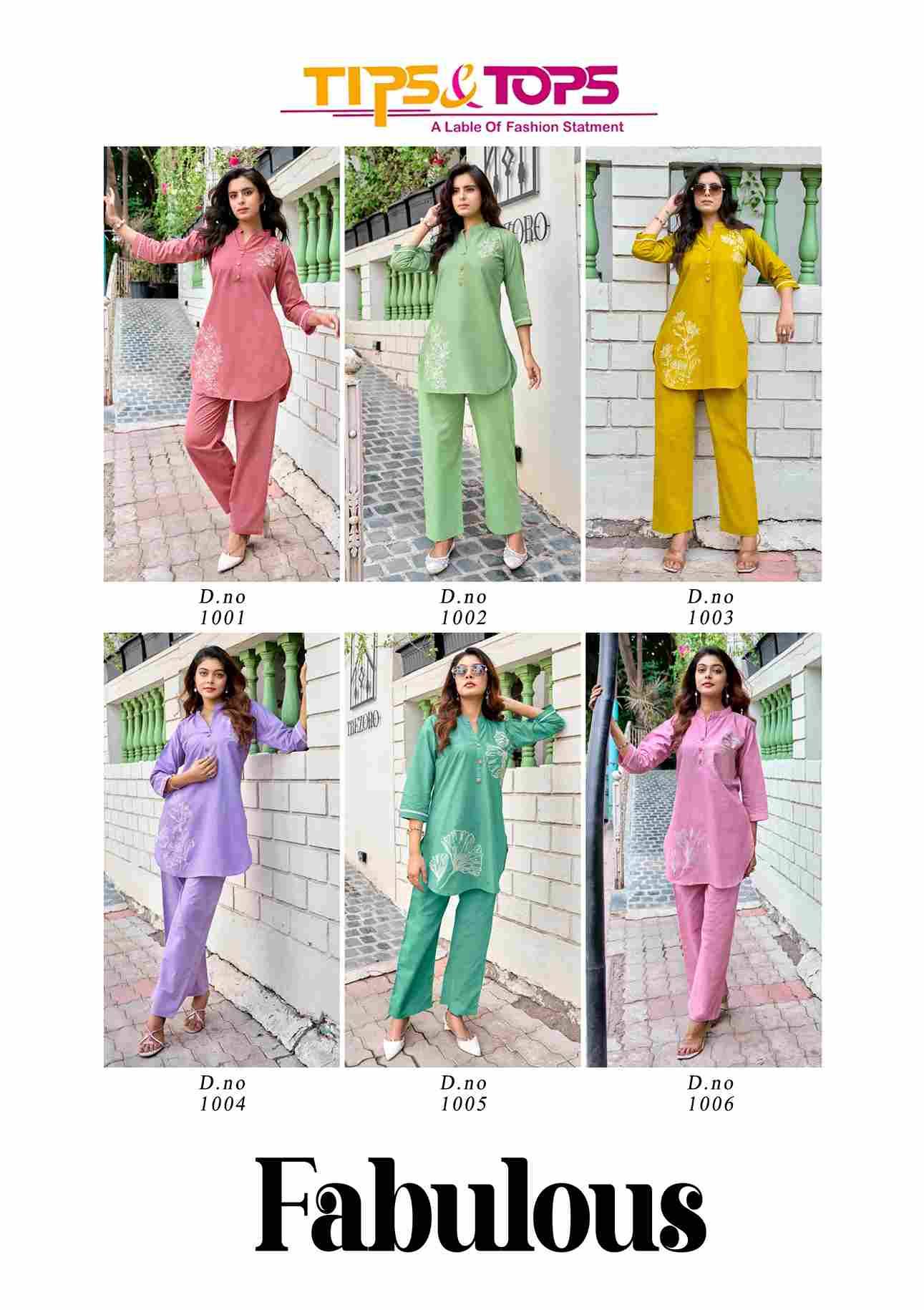 Fabulous By Tips And Tops 1001 To 1006 Series Designer Stylish Fancy Colorful Beautiful Party Wear & Ethnic Wear Collection Cotton Print Co-Ord At Wholesale Price