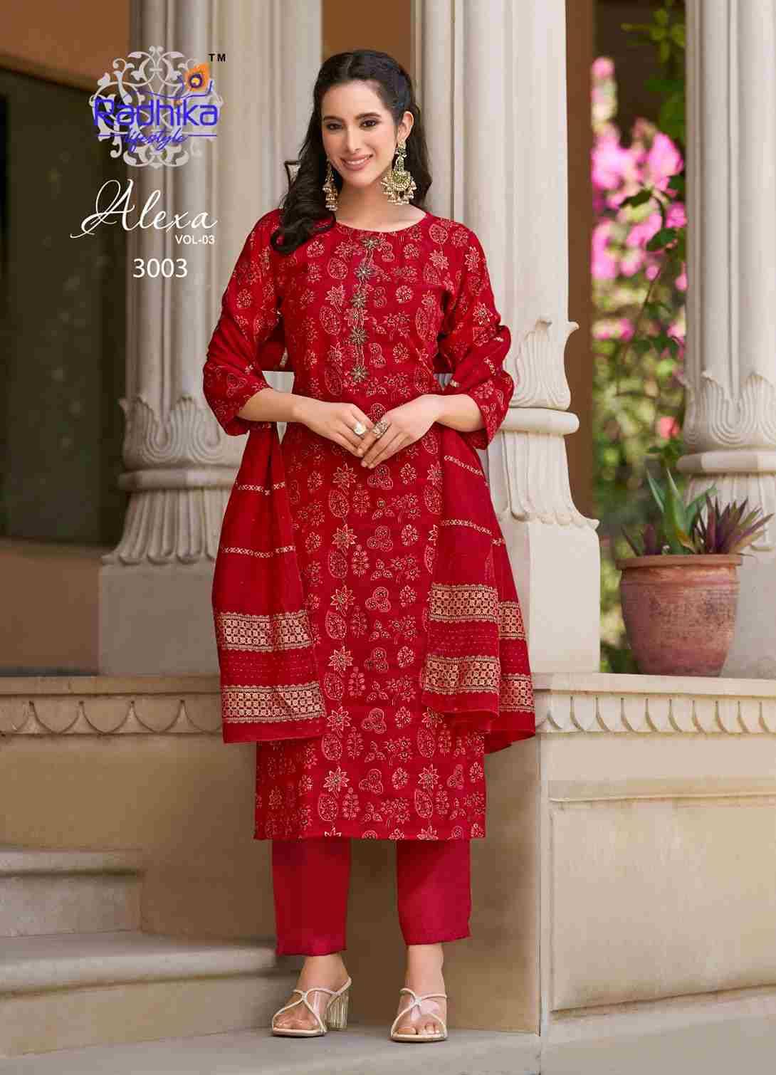 Alexa Vol-3 By Radhika Lifestyle 3001 To 3006 Series Designer Stylish Fancy Colorful Beautiful Party Wear & Ethnic Wear Collection Vertican Silk Dresses At Wholesale Price