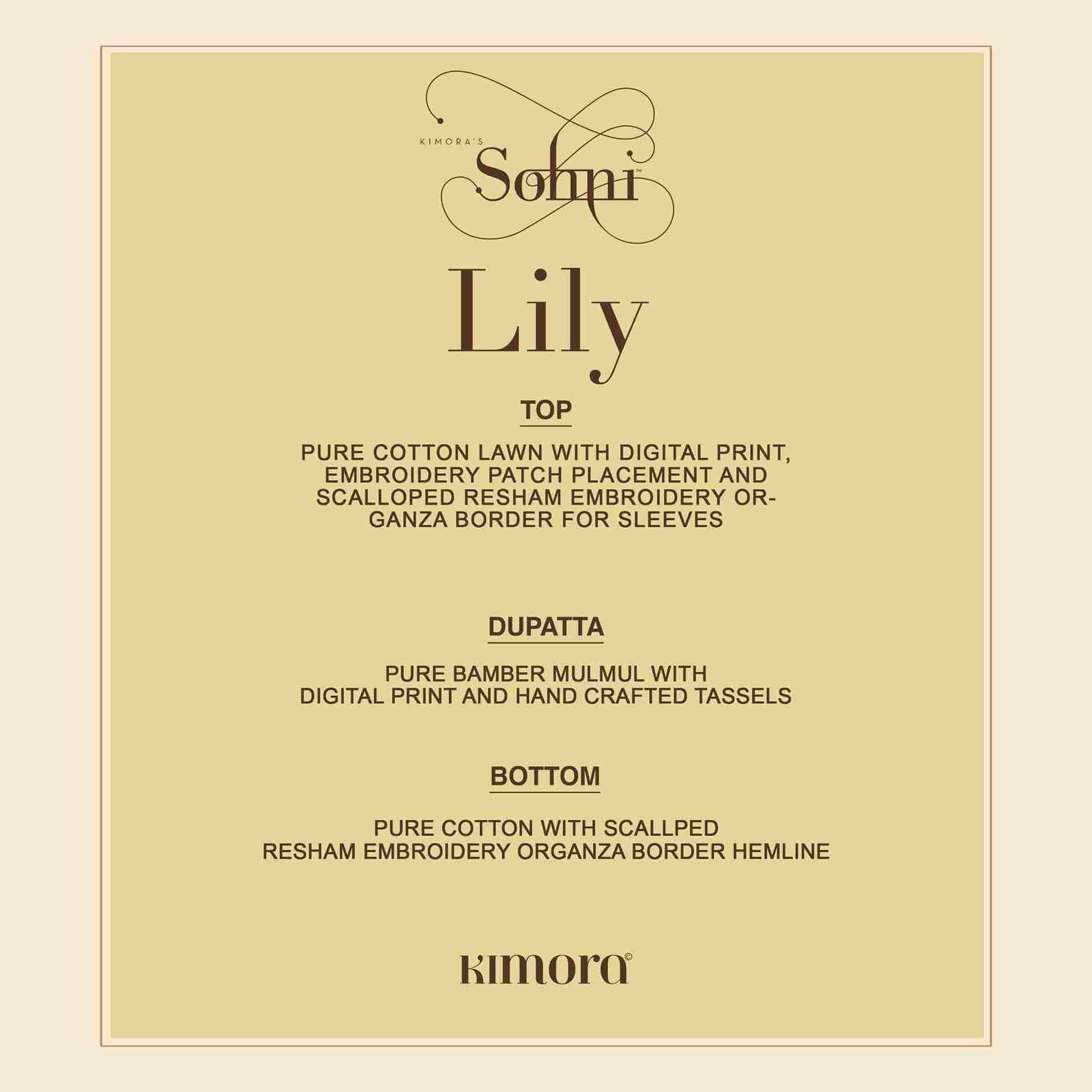 Lily By Sohni 301 To 304 Series Beautiful Suits Colorful Stylish Fancy Casual Wear & Ethnic Wear Pure Cotton Lawn Embroidery Dresses At Wholesale Price
