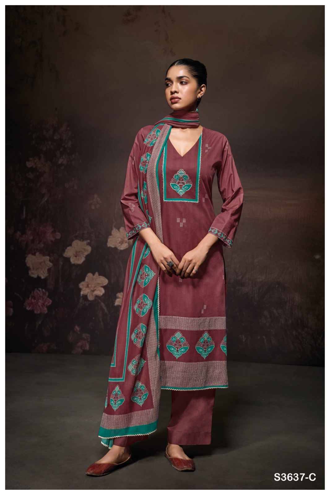 Samantha-3637 By Ganga Fashion 3637-A To 3637-D Series Beautiful Festive Suits Colorful Stylish Fancy Casual Wear & Ethnic Wear Cotton Dresses At Wholesale Price
