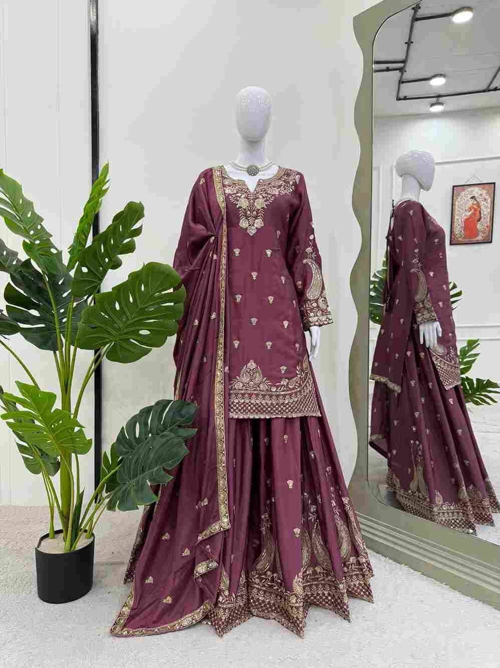 R-5852 By Fashid Wholesale 01 To 06 series Suits Collection Beautiful Stylish Fancy Colorful Party Wear & Occasional Wear Chinnon Silk Dresses At Wholesale Price