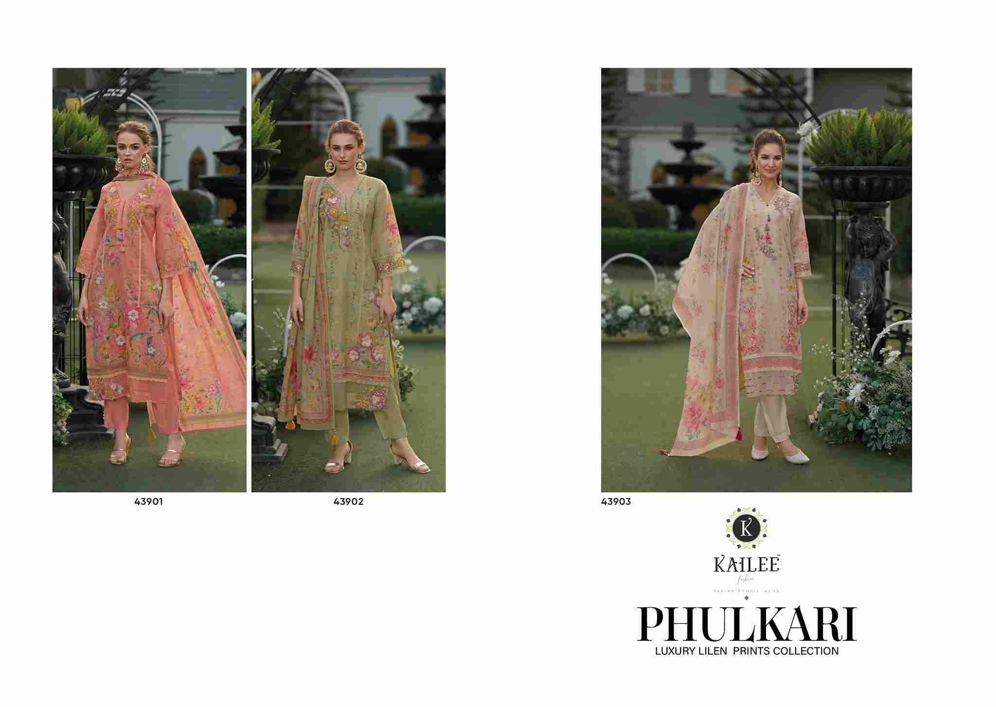 Phulkari By Kailee 43901 To 43903 Series Beautiful Festive Suits Colorful Stylish Fancy Casual Wear & Ethnic Wear Pure Linen Dresses At Wholesale Price