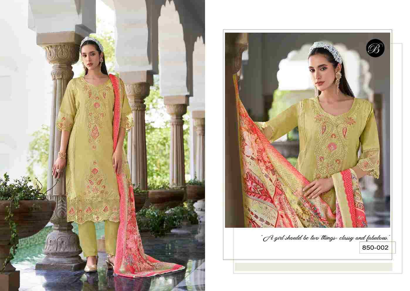 Zoya Vol-2 By Belliza 850-001 To 850-006 Series Beautiful Suits Stylish Colorful Fancy Casual Wear & Ethnic Wear Pure Cotton Lawn Embroidered Dresses At Wholesale Price