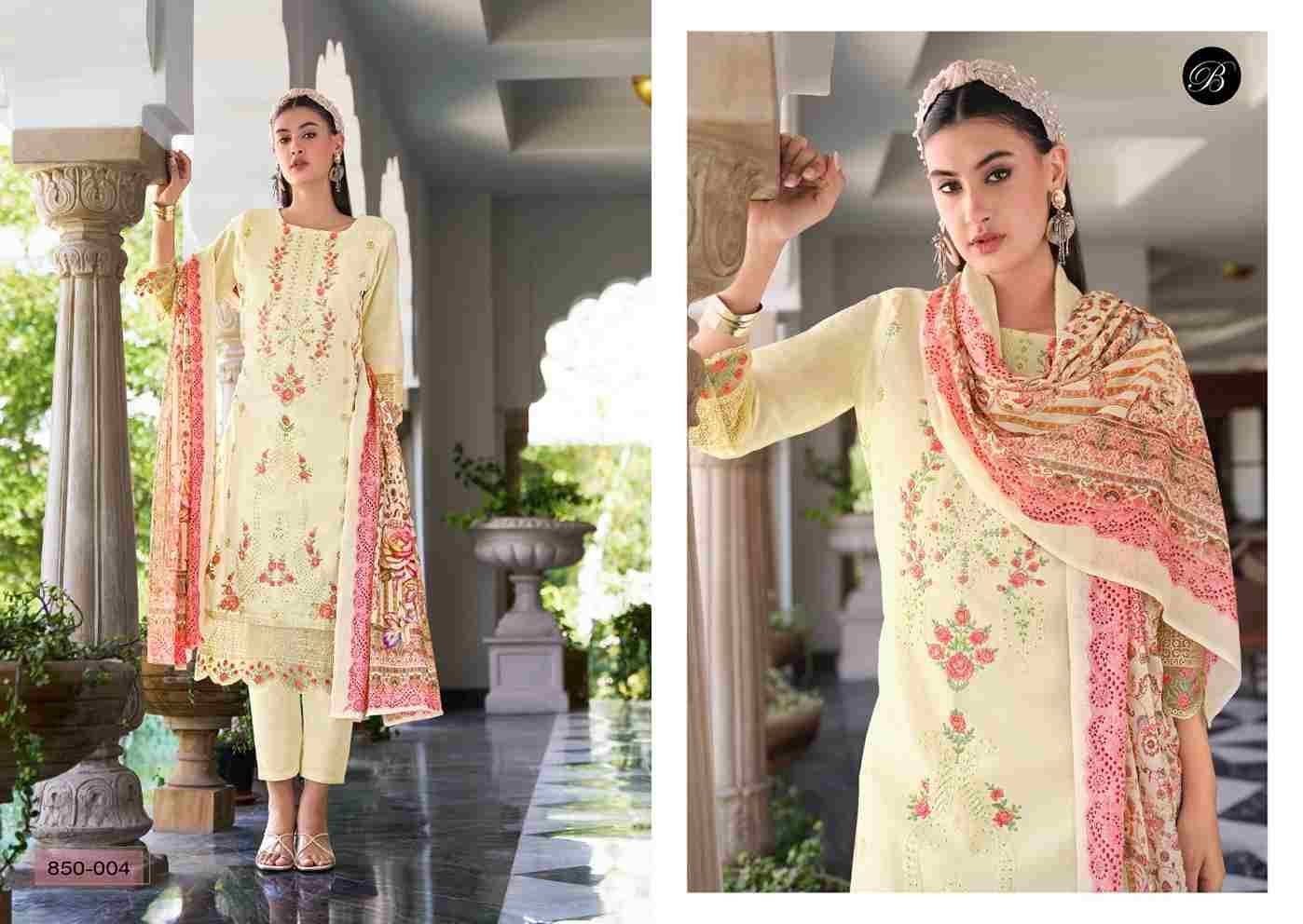 Zoya Vol-2 By Belliza 850-001 To 850-006 Series Beautiful Suits Stylish Colorful Fancy Casual Wear & Ethnic Wear Pure Cotton Lawn Embroidered Dresses At Wholesale Price