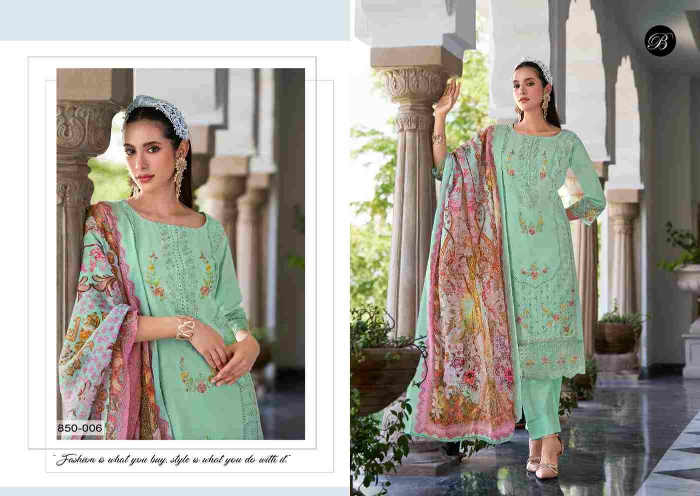 Zoya Vol-2 By Belliza 850-001 To 850-006 Series Beautiful Suits Stylish Colorful Fancy Casual Wear & Ethnic Wear Pure Cotton Lawn Embroidered Dresses At Wholesale Price