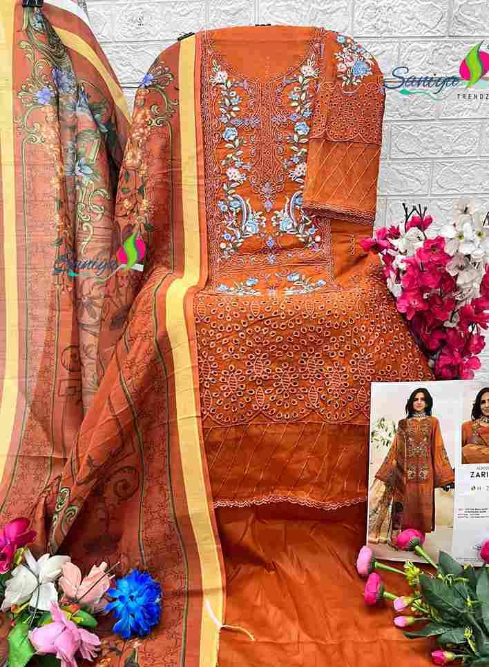 Adanslibas Zaria-25 By Saniya Trendz 25001 To 25004 Series Beautiful Pakistani Suits Colorful Stylish Fancy Casual Wear & Ethnic Wear Cotton Embroidered Dresses At Wholesale Price