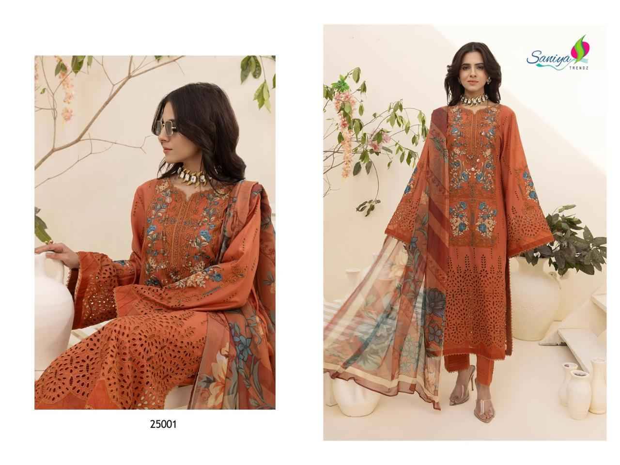 Adanslibas Zaria-25 By Saniya Trendz 25001 To 25004 Series Beautiful Pakistani Suits Colorful Stylish Fancy Casual Wear & Ethnic Wear Cotton Embroidered Dresses At Wholesale Price