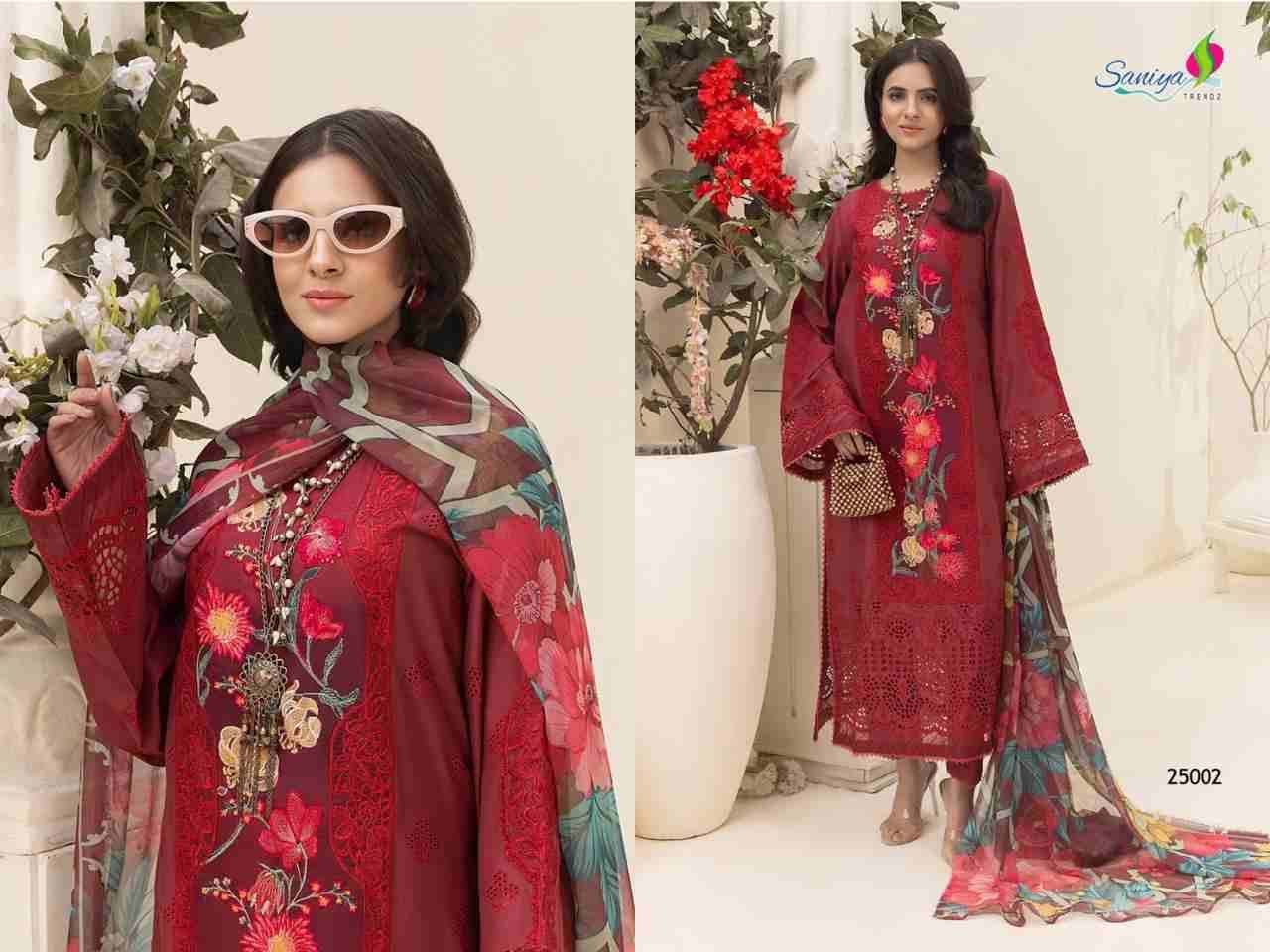 Adanslibas Zaria-25 By Saniya Trendz 25001 To 25004 Series Beautiful Pakistani Suits Colorful Stylish Fancy Casual Wear & Ethnic Wear Cotton Embroidered Dresses At Wholesale Price