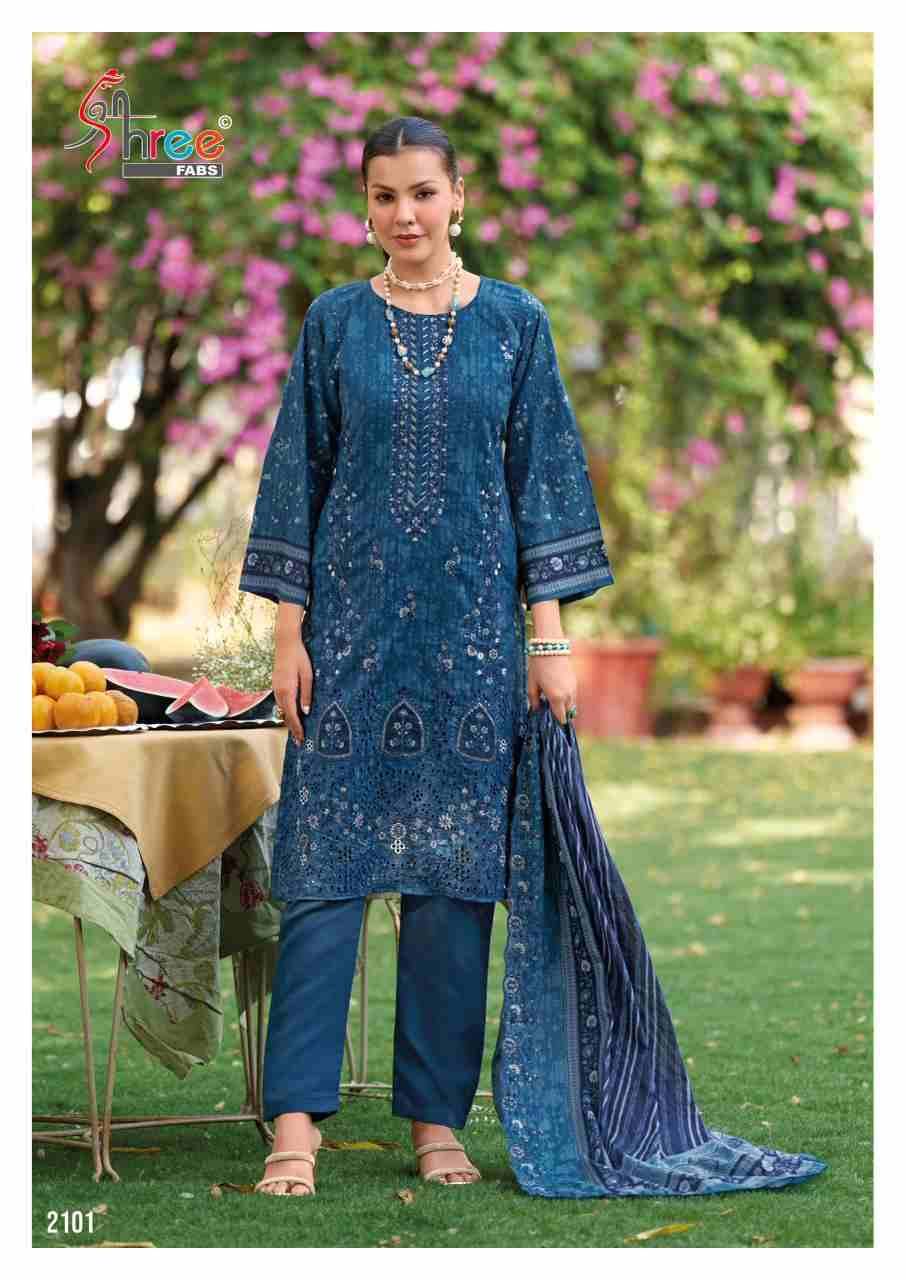Bin Saeed Lawn Collection Vol-21 By Shree Fabs 2101 To 2106 Series Beautiful Pakistani Suits Colorful Stylish Fancy Casual Wear & Ethnic Wear Pure Cotton With Embroidered Dresses At Wholesale Price