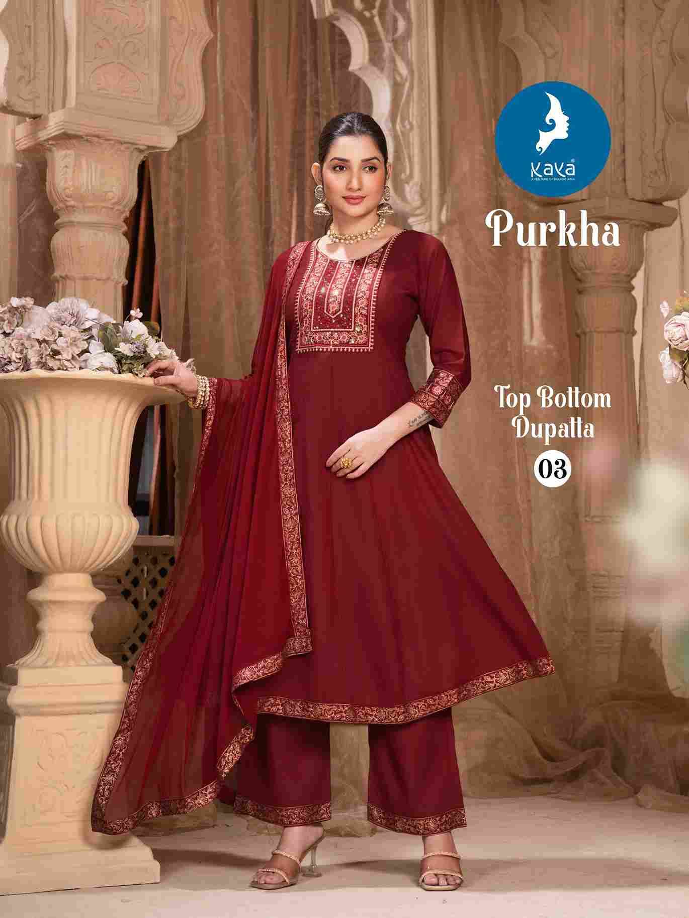 Purkha By Kaya 01 To 06 Series Beautiful Stylish Festive Suits Fancy Colorful Casual Wear & Ethnic Wear & Ready To Wear Rayon Dresses At Wholesale Price