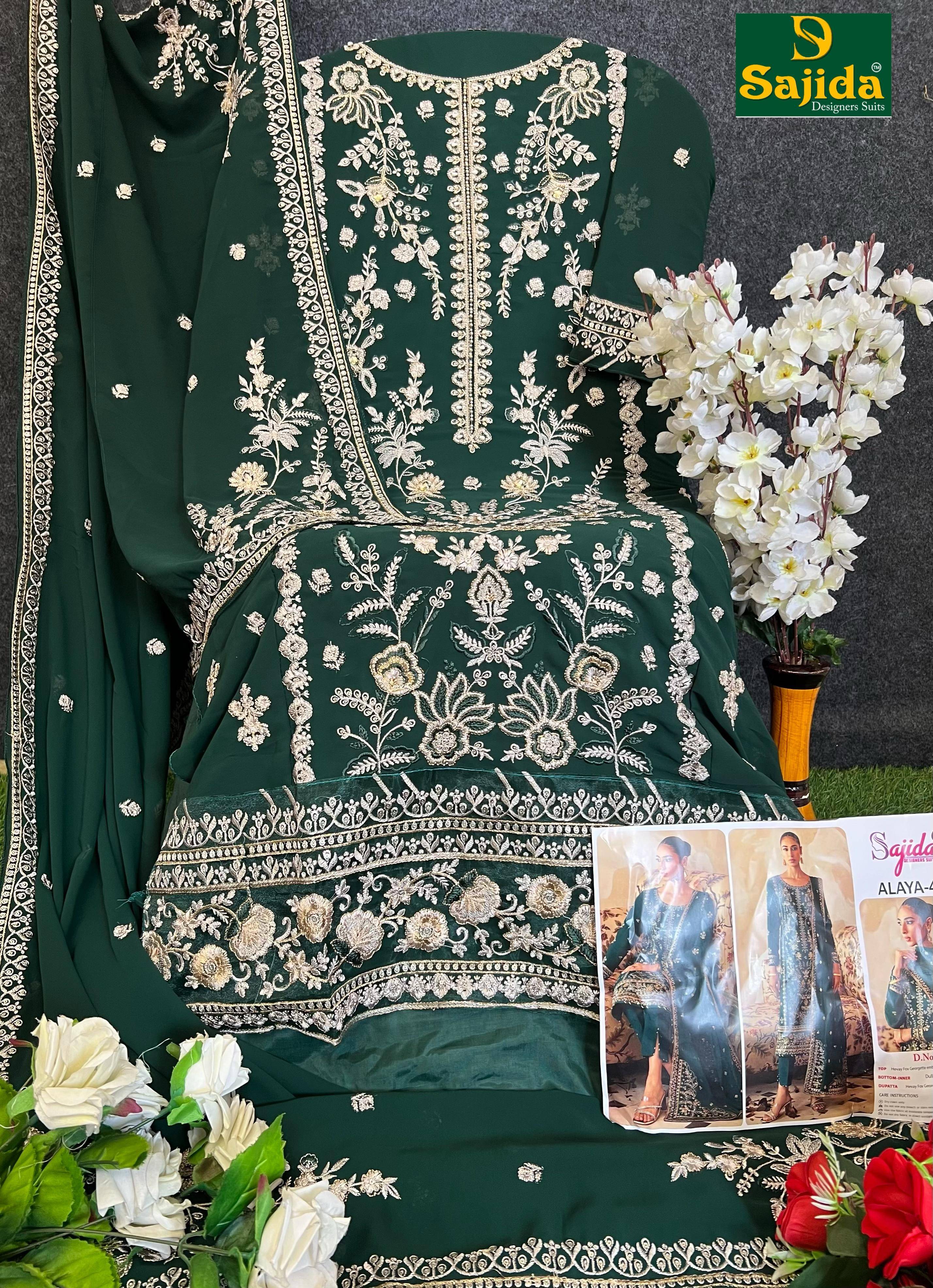 Sajida Hit Design 1035 By Sajida Designer Suits Beautiful Pakistani Suits Colorful Stylish Fancy Casual Wear & Ethnic Wear Heavy Faux Georgette Embroidered Dresses At Wholesale Price