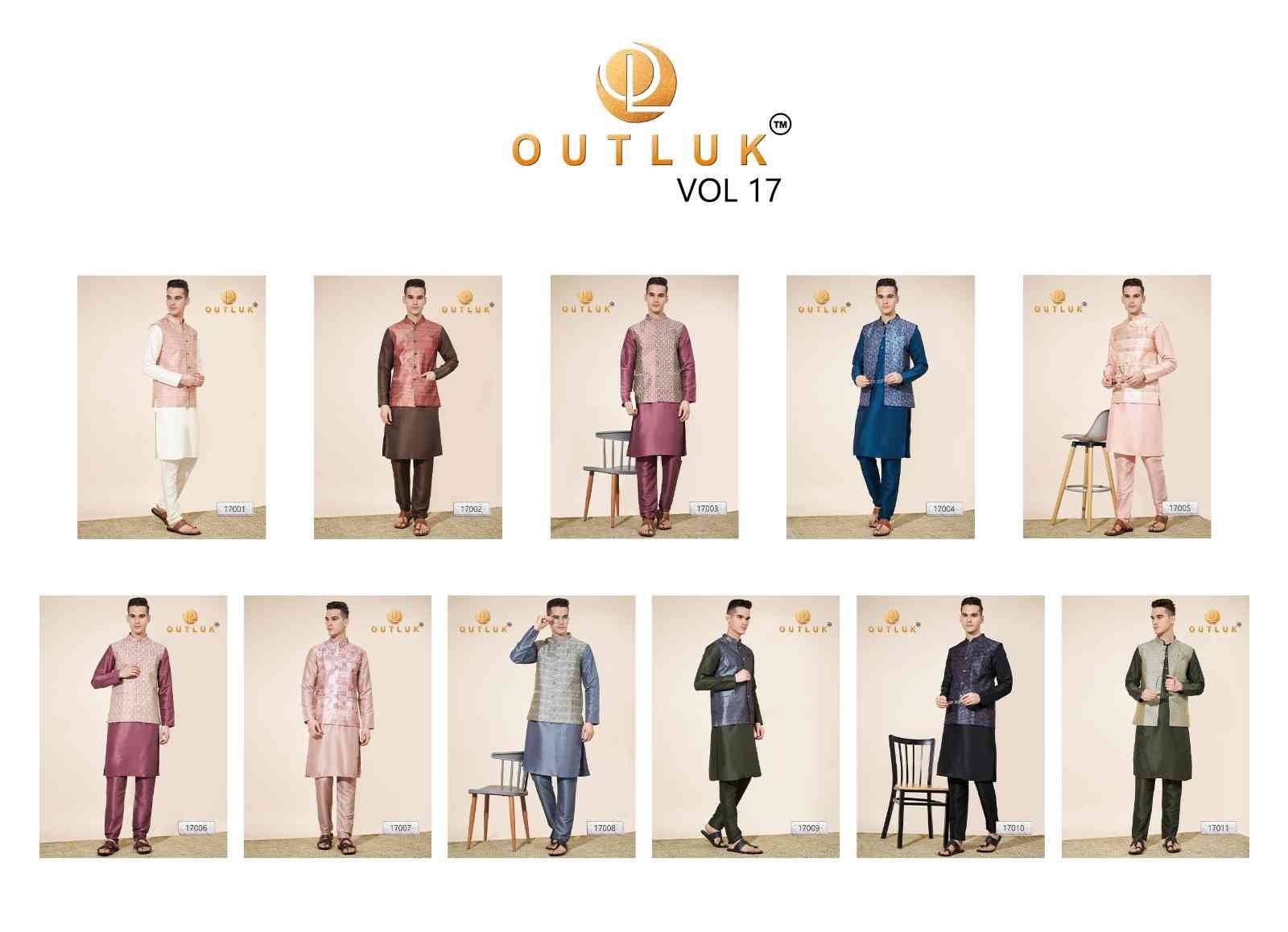 Outluk Vol-117 By Outluk 17001 To 17011 Series Beautiful Colorful Stylish Fancy Casual Wear & Ethnic Wear & Ready To Wear Pure Silk Kurtas With Pajamas At Wholesale Price