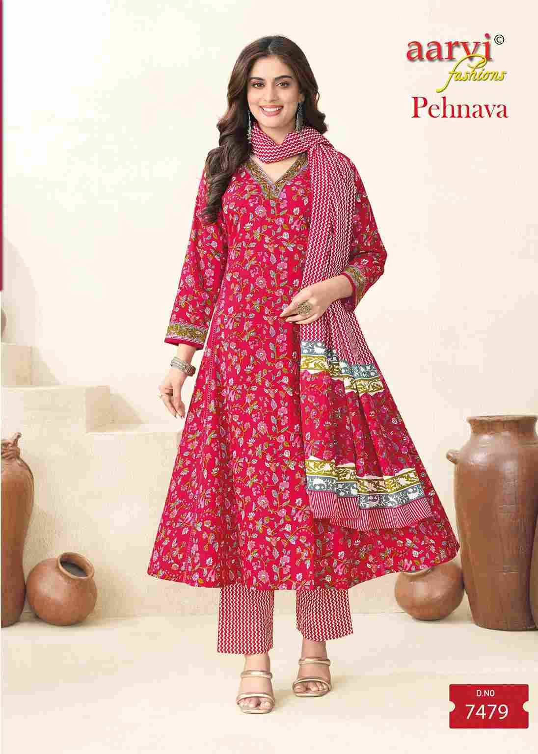 Pehnava Vol-1 By Aarvi Fashion 7479 To 7486 Series Beautiful Stylish Suits Fancy Colorful Casual Wear & Ethnic Wear & Ready To Wear Pure Cotton Printed Dresses At Wholesale Price