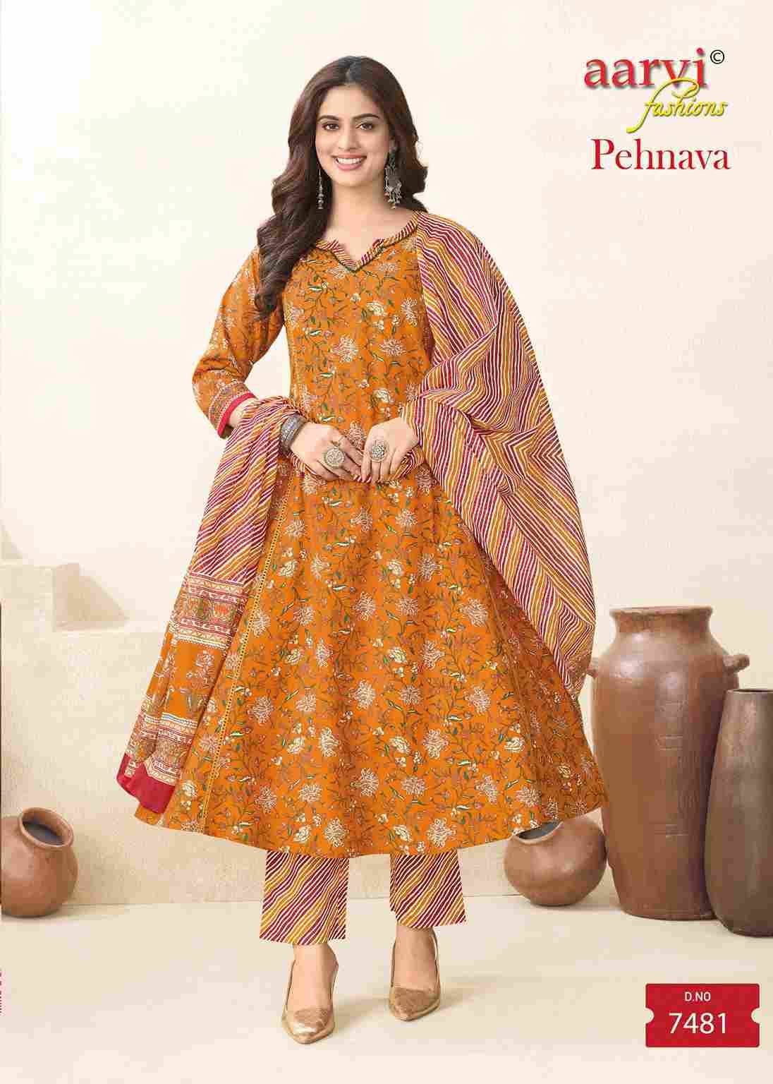 Pehnava Vol-1 By Aarvi Fashion 7479 To 7486 Series Beautiful Stylish Suits Fancy Colorful Casual Wear & Ethnic Wear & Ready To Wear Pure Cotton Printed Dresses At Wholesale Price