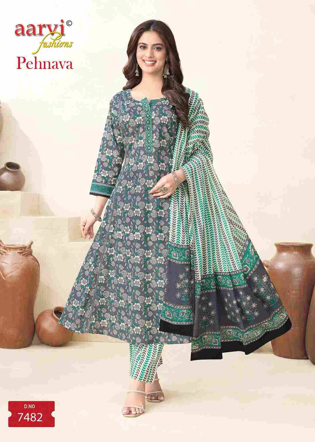 Pehnava Vol-1 By Aarvi Fashion 7479 To 7486 Series Beautiful Stylish Suits Fancy Colorful Casual Wear & Ethnic Wear & Ready To Wear Pure Cotton Printed Dresses At Wholesale Price