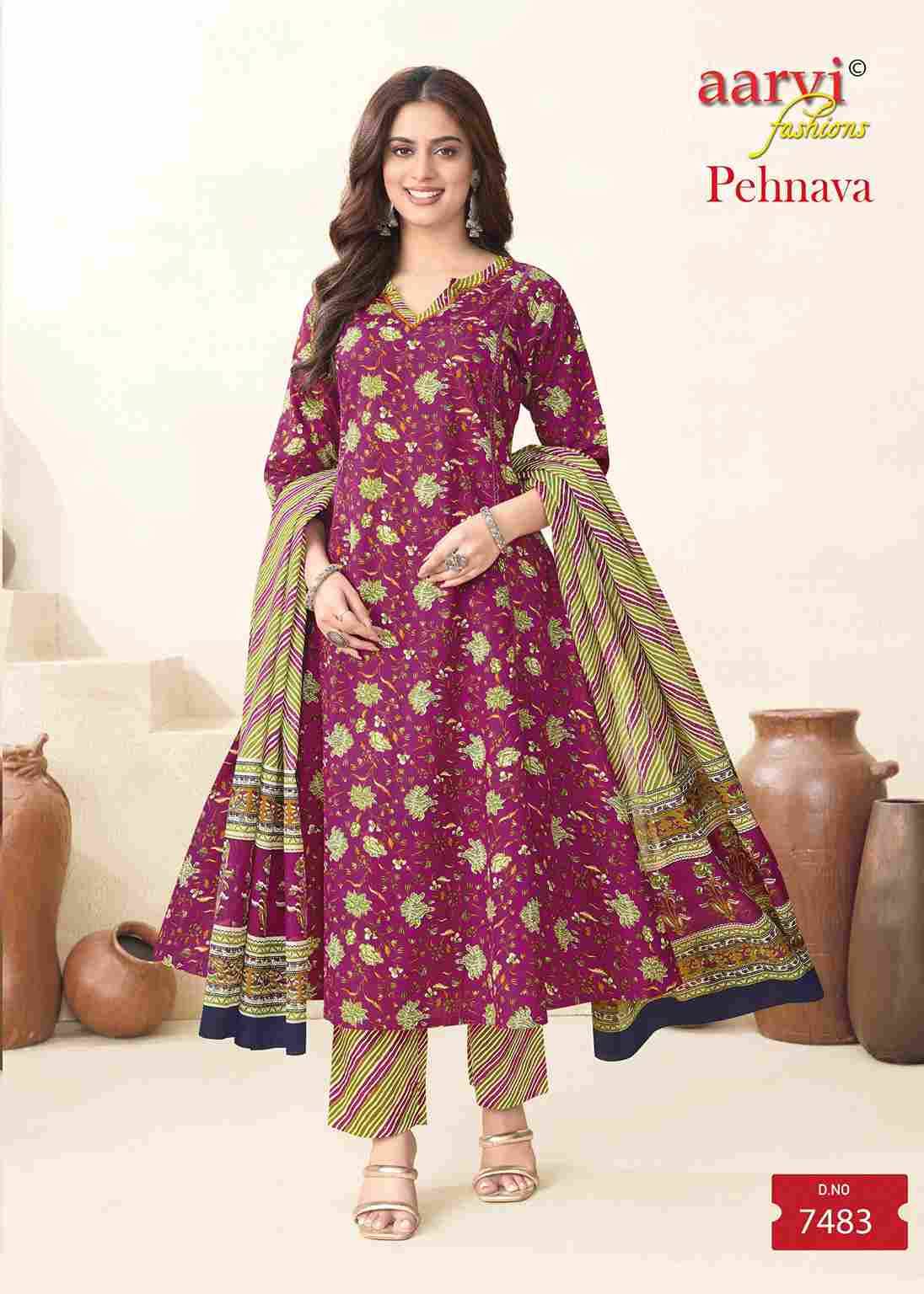 Pehnava Vol-1 By Aarvi Fashion 7479 To 7486 Series Beautiful Stylish Suits Fancy Colorful Casual Wear & Ethnic Wear & Ready To Wear Pure Cotton Printed Dresses At Wholesale Price