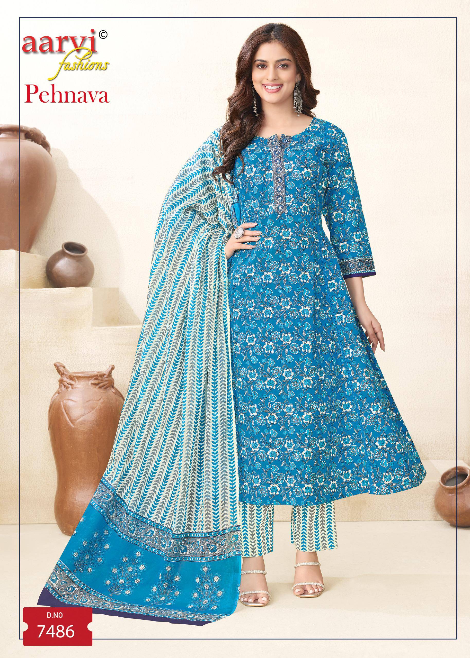 Pehnava Vol-1 By Aarvi Fashion 7479 To 7486 Series Beautiful Stylish Suits Fancy Colorful Casual Wear & Ethnic Wear & Ready To Wear Pure Cotton Printed Dresses At Wholesale Price