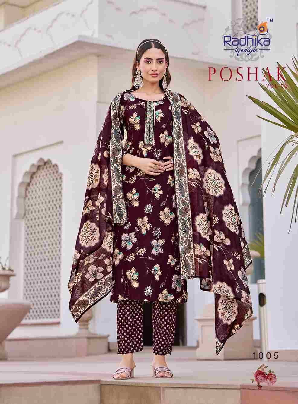 Poshak Vol-1 By Radhika Lifestyle 1001 To 1008 Series Beautiful Festive Suits Colorful Stylish Fancy Casual Wear & Ethnic Wear Pure Cotton Dresses At Wholesale Price