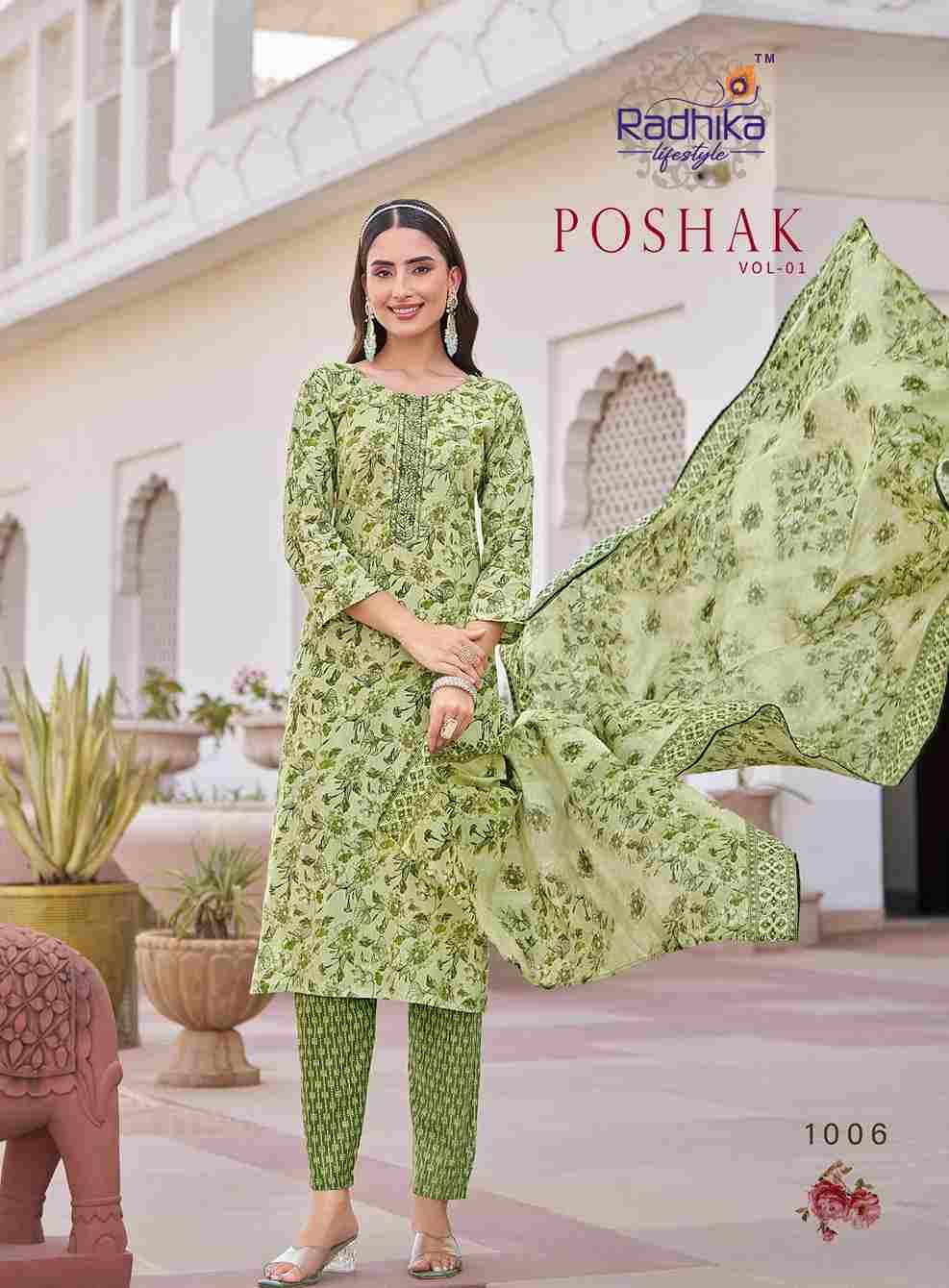 Poshak Vol-1 By Radhika Lifestyle 1001 To 1008 Series Beautiful Festive Suits Colorful Stylish Fancy Casual Wear & Ethnic Wear Pure Cotton Dresses At Wholesale Price