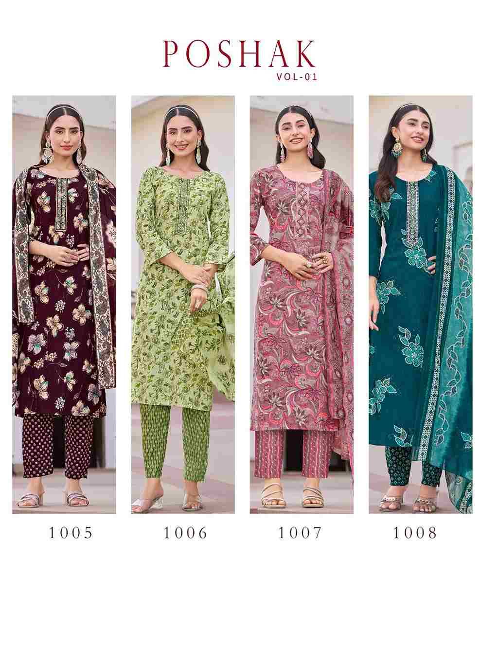Poshak Vol-1 By Radhika Lifestyle 1001 To 1008 Series Beautiful Festive Suits Colorful Stylish Fancy Casual Wear & Ethnic Wear Pure Cotton Dresses At Wholesale Price