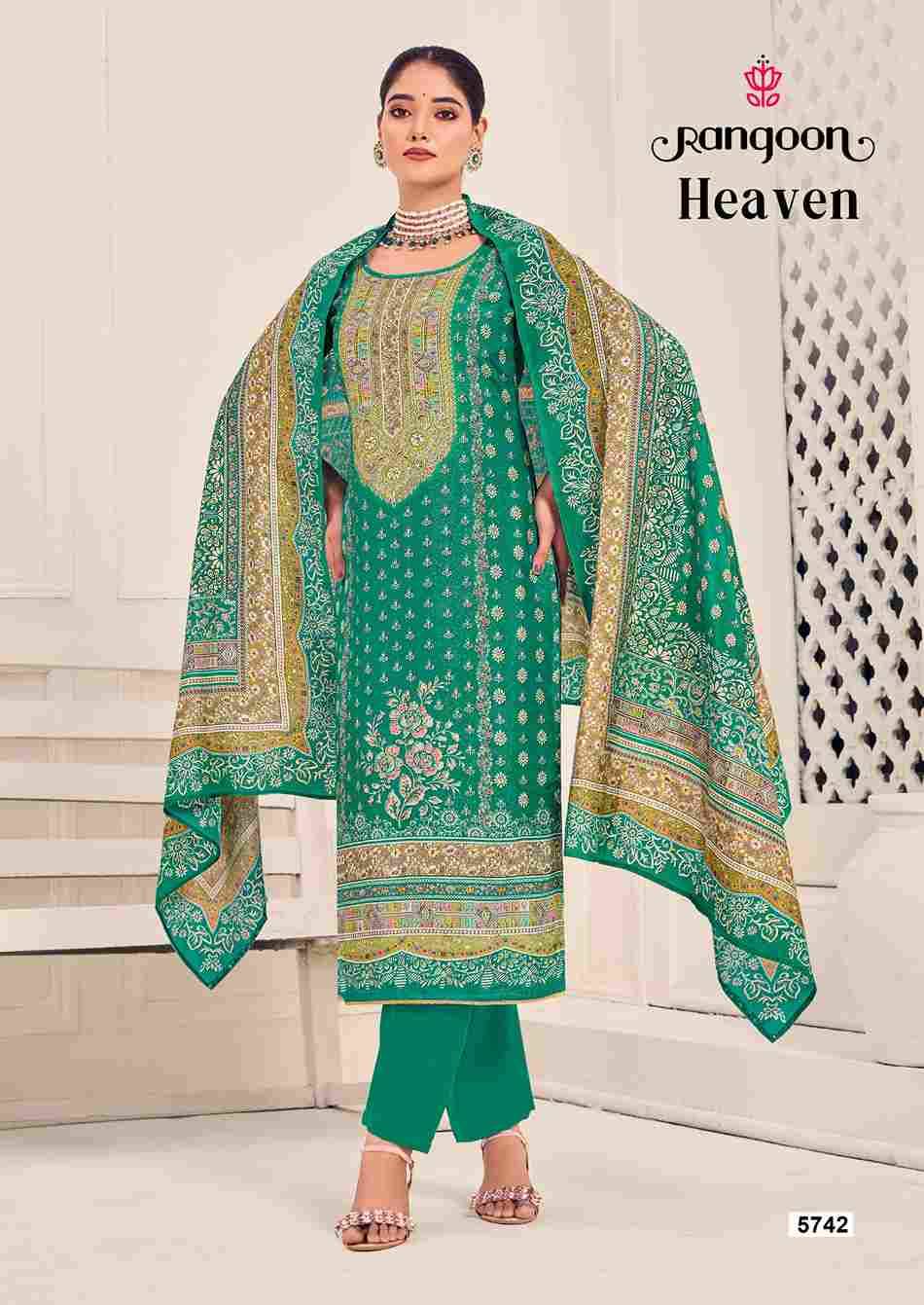 Heaven By Rangoon 5741 To 5744 Series Beautiful Festive Suits Colorful Stylish Fancy Casual Wear & Ethnic Wear Pure Muslin Dresses At Wholesale Price
