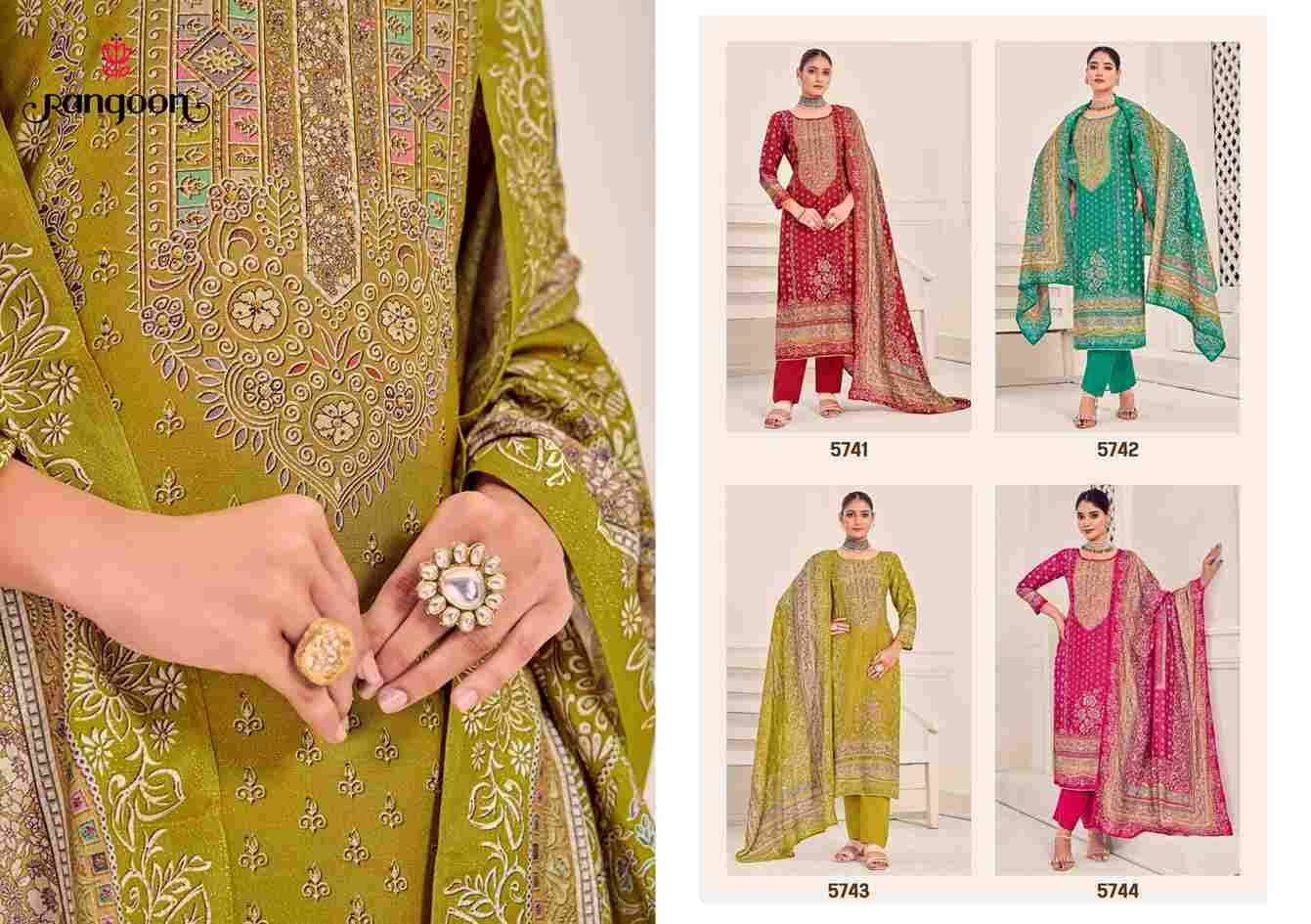 Heaven By Rangoon 5741 To 5744 Series Beautiful Festive Suits Colorful Stylish Fancy Casual Wear & Ethnic Wear Pure Muslin Dresses At Wholesale Price