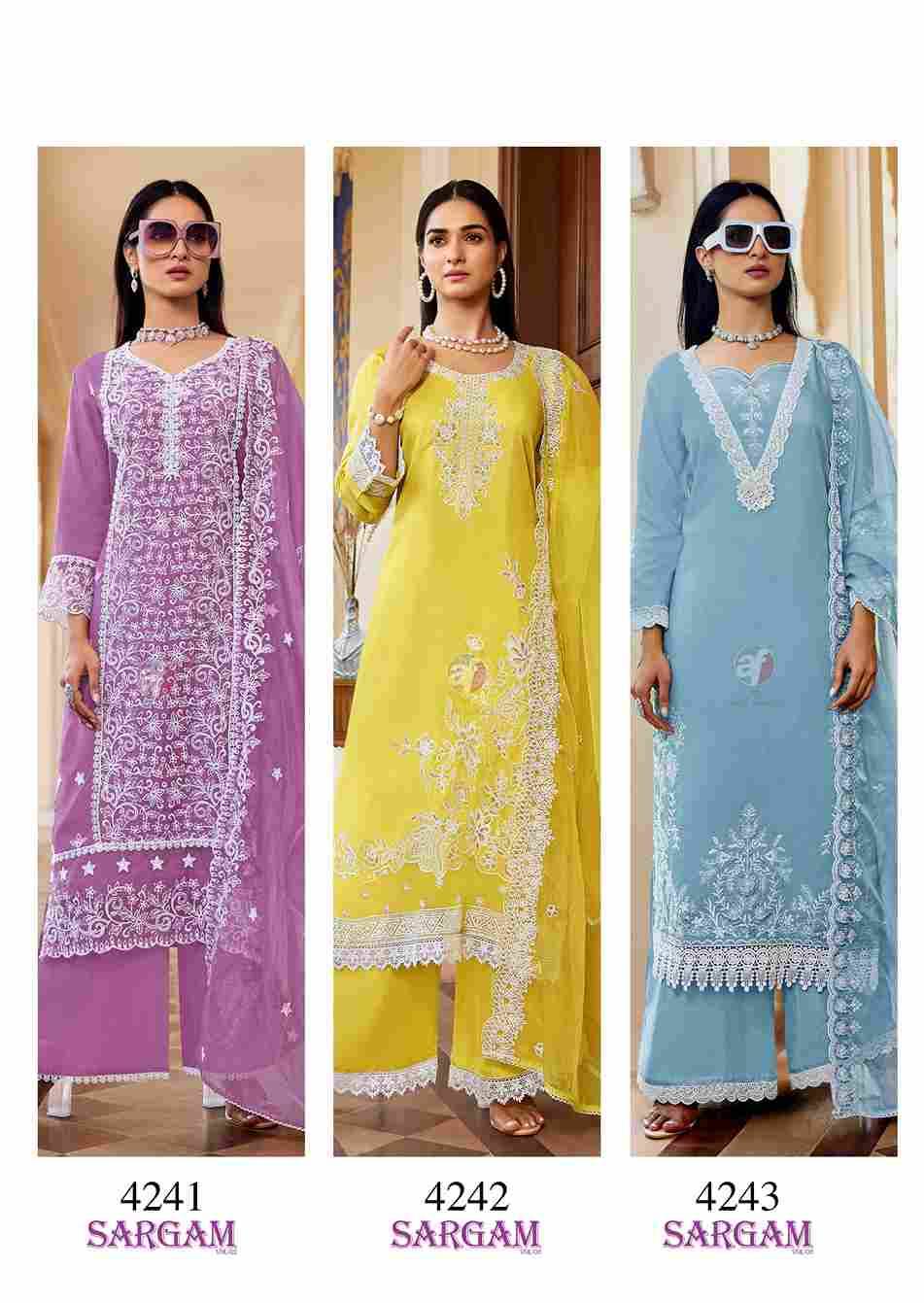 Sargam Vol-2 By Anju Fabrics 4241 To 4245 Series Designer Festive Suits Collection Beautiful Stylish Fancy Colorful Party Wear & Occasional Wear Pure Muslin Dresses At Wholesale Price