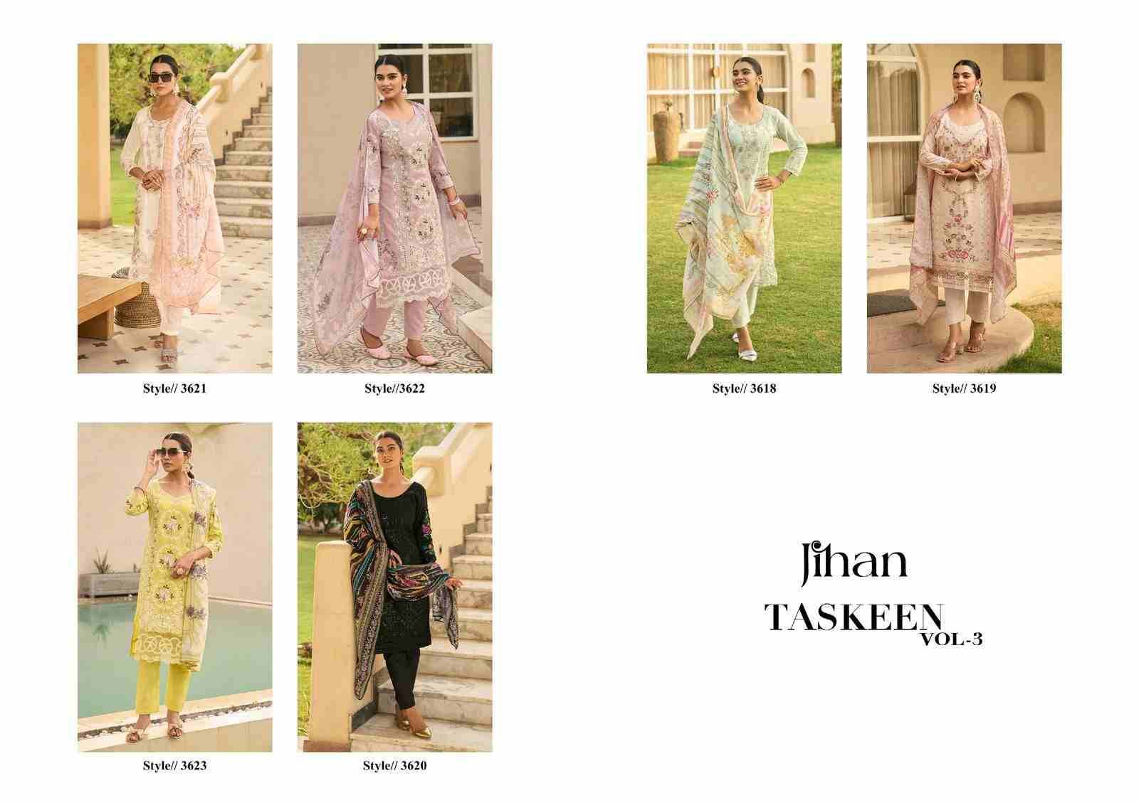 Taskeen Vol-3 By Jihan 3618 To 3623 Series Designer Pakistani Suits Beautiful Fancy Stylish Colorful Party Wear & Occasional Wear Cotton Dresses At Wholesale Price
