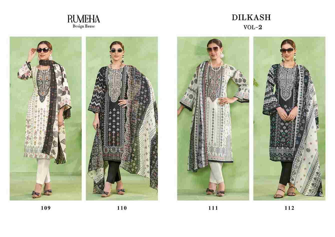 Dilkash Vol-2 By Rumeha 109 To 112 Series Beautiful Festive Suits Stylish Fancy Colorful Casual Wear & Ethnic Wear Cotton Print Dresses At Wholesale Price
