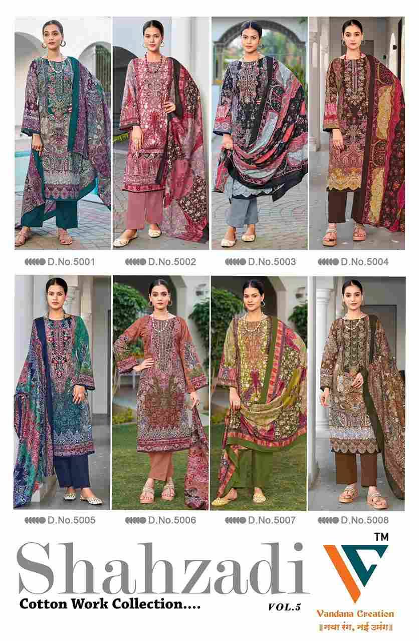 Shahzadi Vol-5 By Vandana Creation 5001 To 5008 Series Beautiful Festive Suits Stylish Fancy Colorful Casual Wear & Ethnic Wear Cotton Print Dresses At Wholesale Price