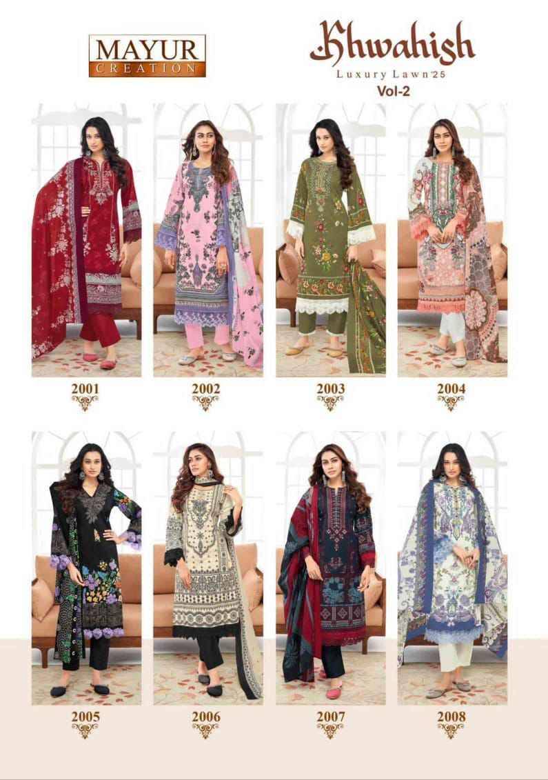 Khwahish Vol-2 By Mayur Creation 2001 To 2008 Series Beautiful Festive Suits Stylish Fancy Colorful Casual Wear & Ethnic Wear Lawn Cotton Print Dresses At Wholesale Price