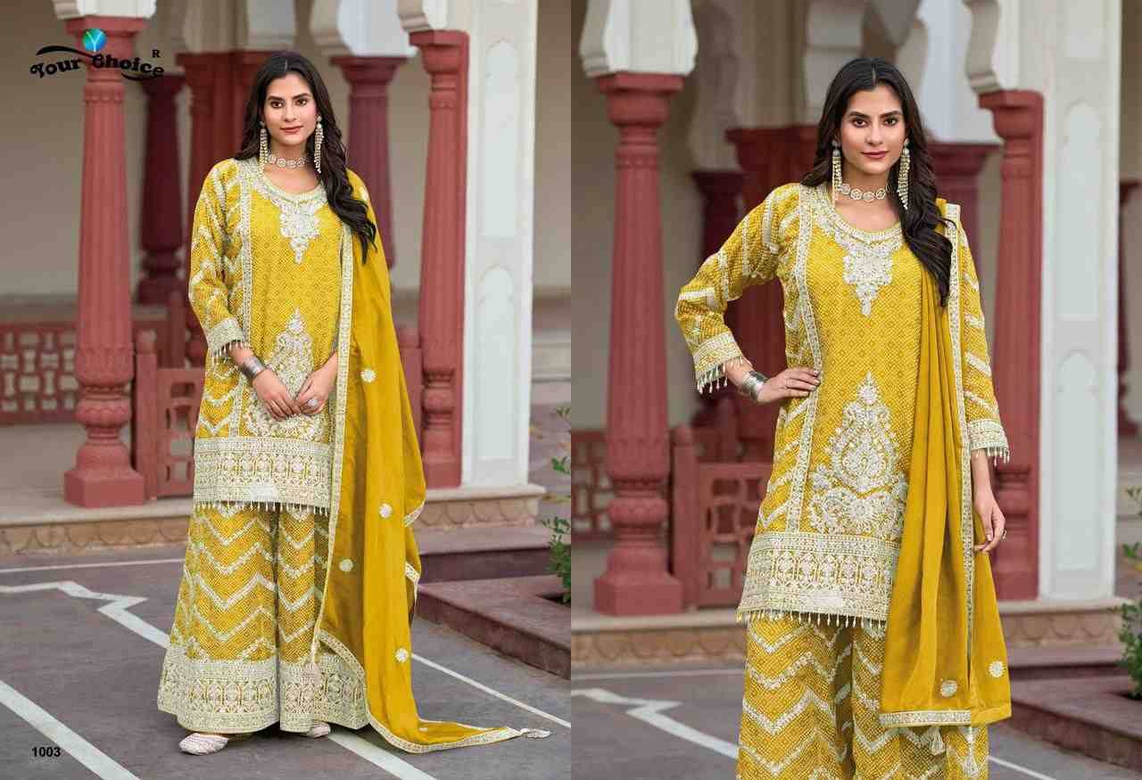 Firdous By Your Choice 1001 To 1003 Series Beautiful Sharara Suits Colorful Stylish Fancy Casual Wear & Ethnic Wear Chinnon Dresses At Wholesale Price