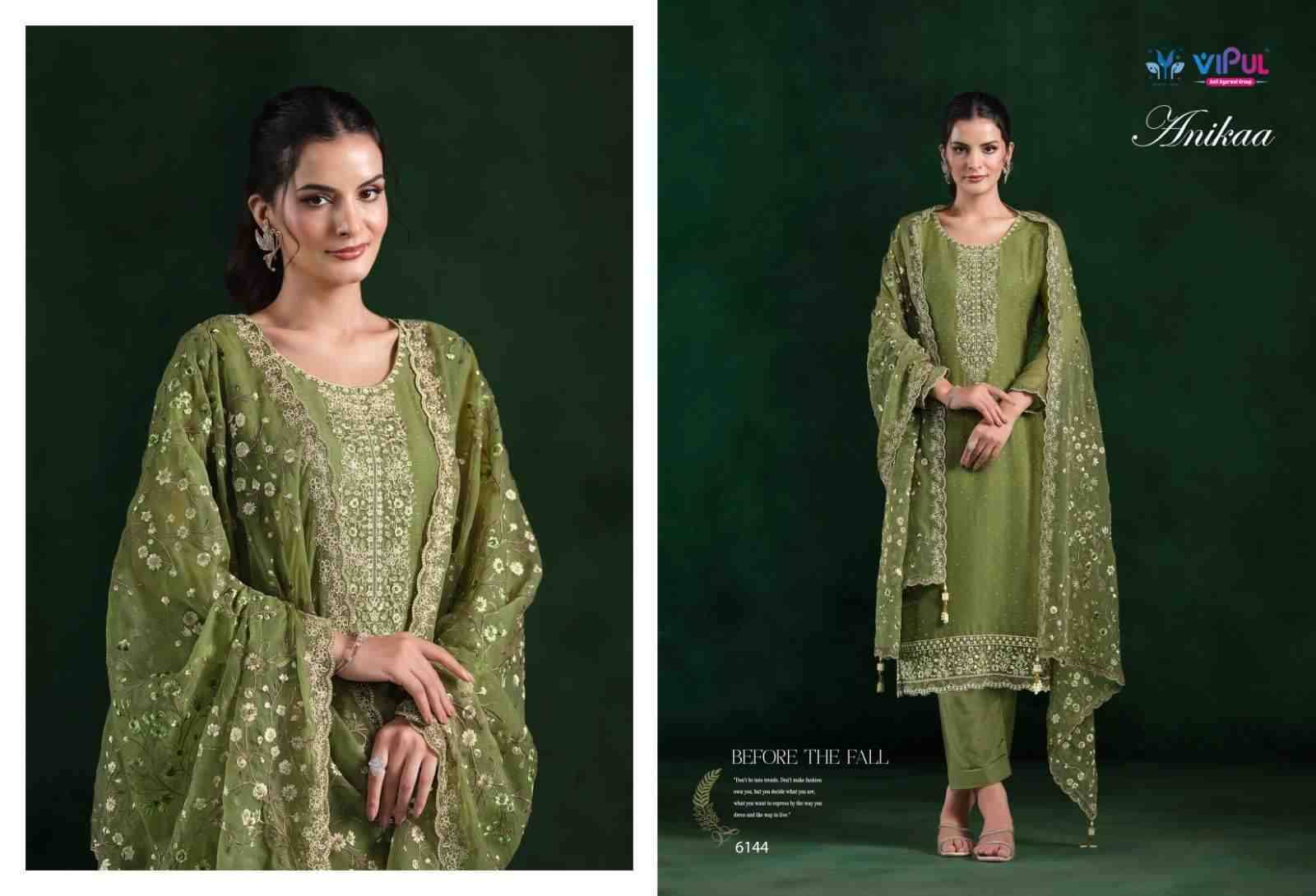 Anikaa By Vipul Fashion 6141 To 6146 Series Designer Festive Suits Beautiful Fancy Stylish Colorful Party Wear & Occasional Wear Crinkle Chiffon With Embroidery Dresses At Wholesale Price