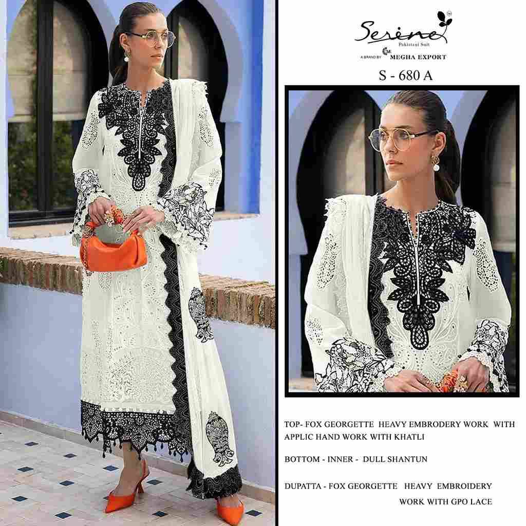 Serene Hit Design S-680 Colours By Serene S-680-A To S-680-D Series Designer Pakistani Suits Beautiful Fancy Colorful Stylish Party Wear & Occasional Wear Faux Georgette Embroidered Dresses At Wholesale Price
