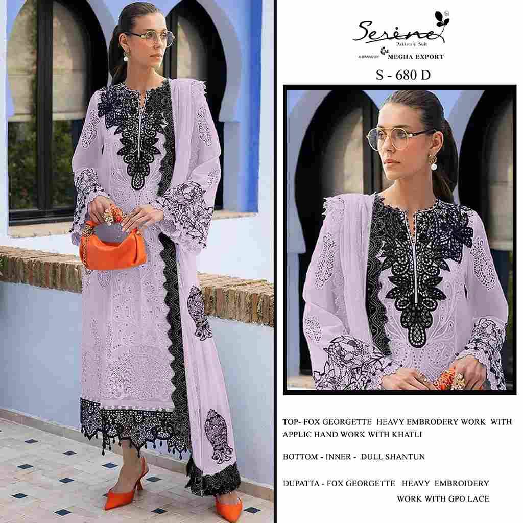 Serene Hit Design S-680 Colours By Serene S-680-A To S-680-D Series Designer Pakistani Suits Beautiful Fancy Colorful Stylish Party Wear & Occasional Wear Faux Georgette Embroidered Dresses At Wholesale Price