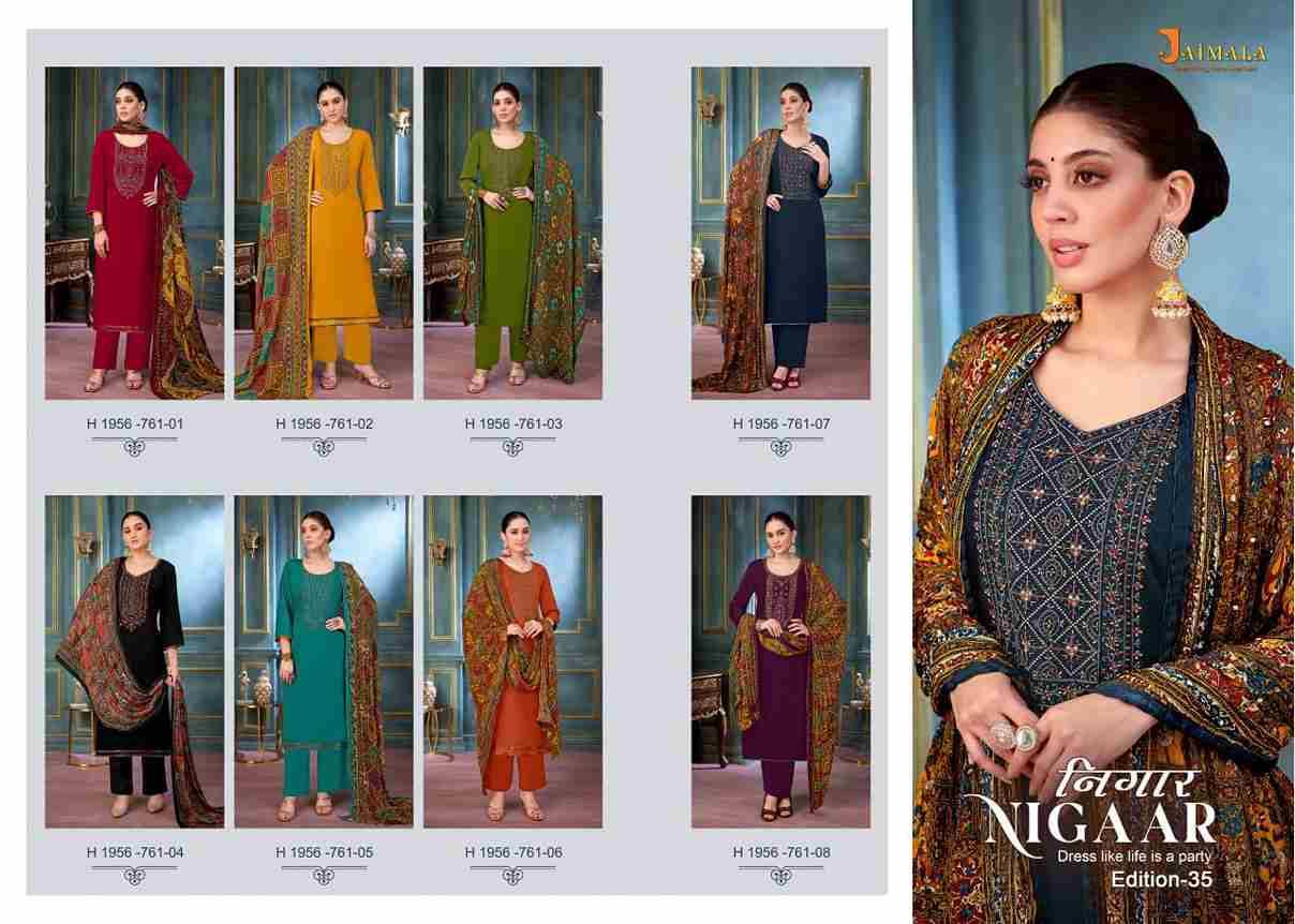 Nigaar Vol-35 By Jaimala 1956-761-01 To 1956-761-08 Series Beautiful Festive Suits Colorful Stylish Fancy Casual Wear & Ethnic Wear Pure Rayon Slub With Work Dresses At Wholesale Price