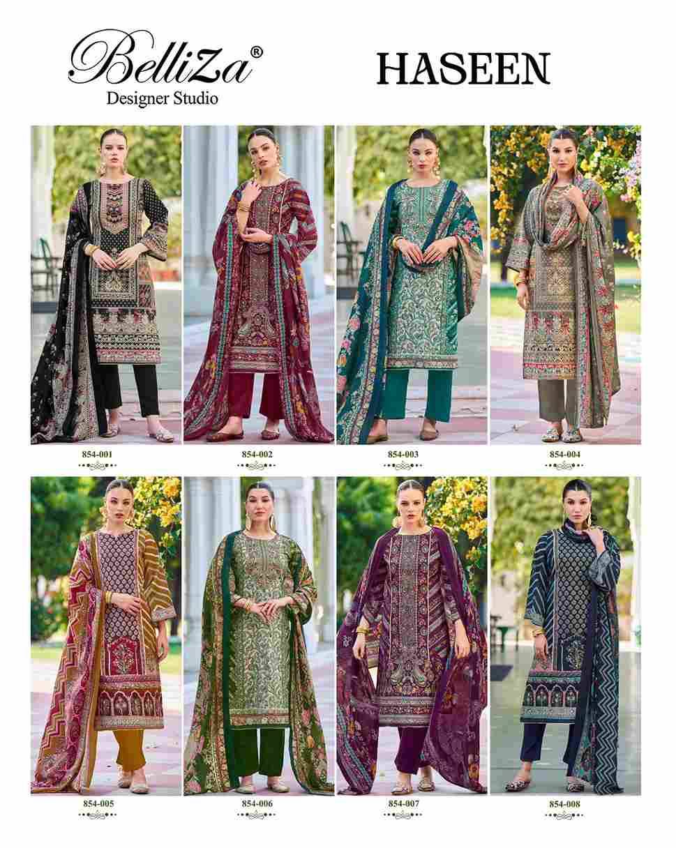 Haseen By Belliza 854-001 To 854-008 Series Beautiful Suits Colorful Stylish Fancy Casual Wear & Ethnic Wear Pure Jam Cotton Dresses At Wholesale Price
