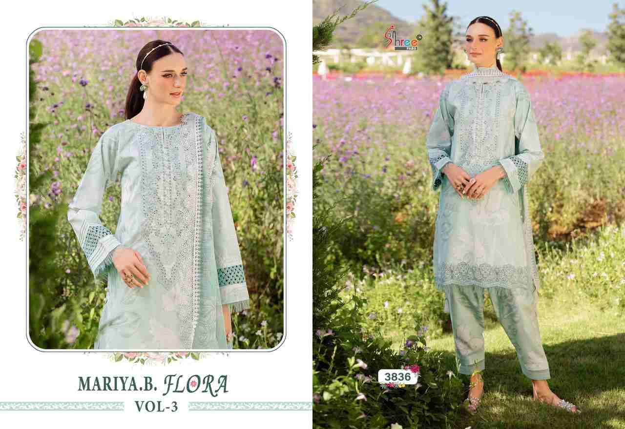 Mariya.B. Flora Vol-3 By Shree Fabs 3835 To 3840 Series Beautiful Pakistani Suits Stylish Fancy Colorful Party Wear & Occasional Wear Pure Jam Cotton Print With Embroidery Dresses At Wholesale Price