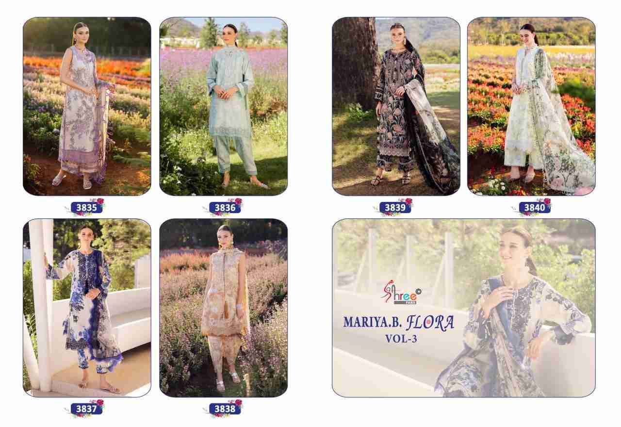 Mariya.B. Flora Vol-3 By Shree Fabs 3835 To 3840 Series Beautiful Pakistani Suits Stylish Fancy Colorful Party Wear & Occasional Wear Pure Jam Cotton Print With Embroidery Dresses At Wholesale Price