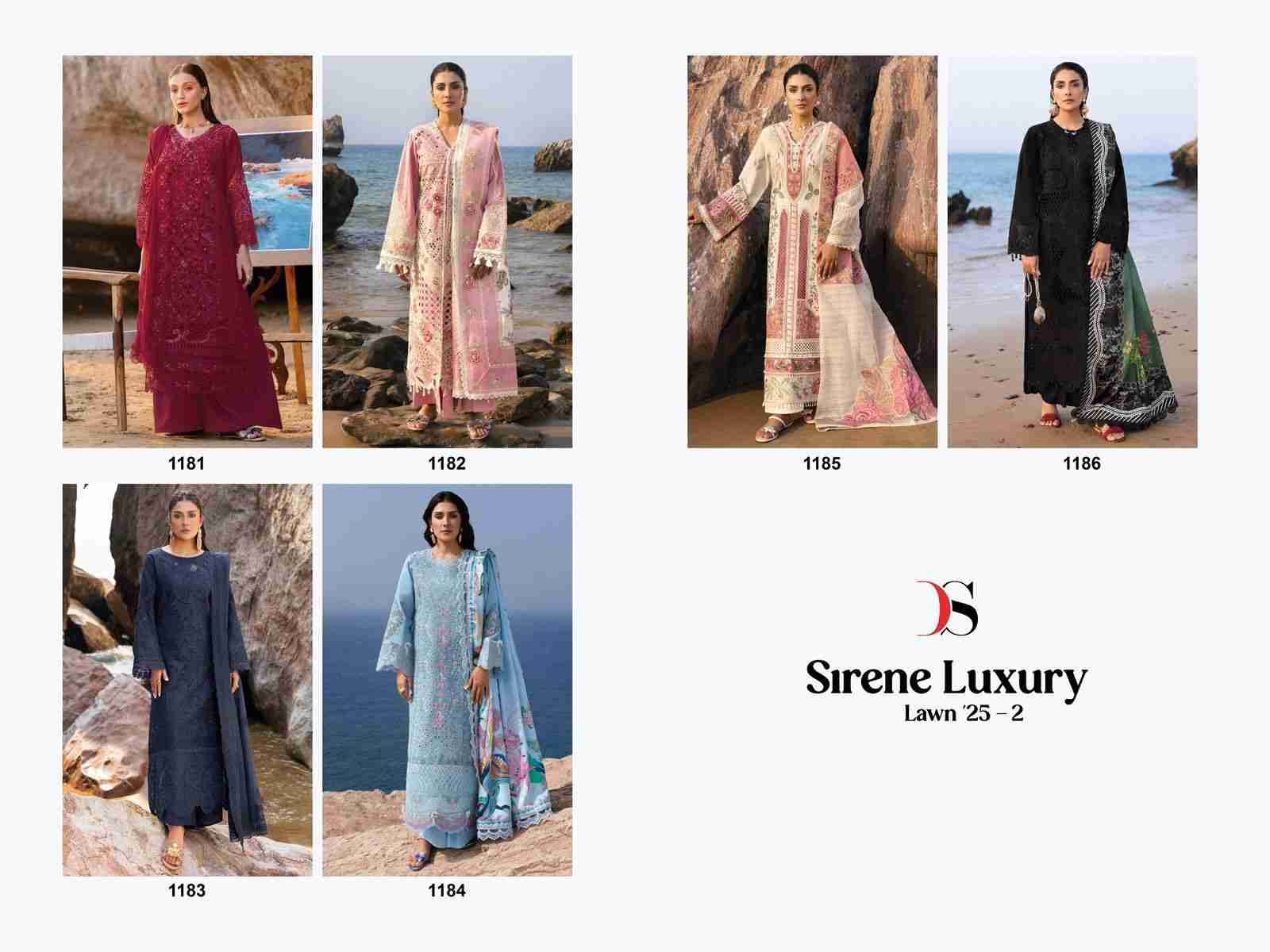 Sirene Luxury Lawn-25 Vol-2 By Deepsy Suits 1181 To 1186 Series Designer Pakistani Suits Beautiful Stylish Fancy Colorful Party Wear & Occasional Wear Pure Cotton Embroidered Dresses At Wholesale Price