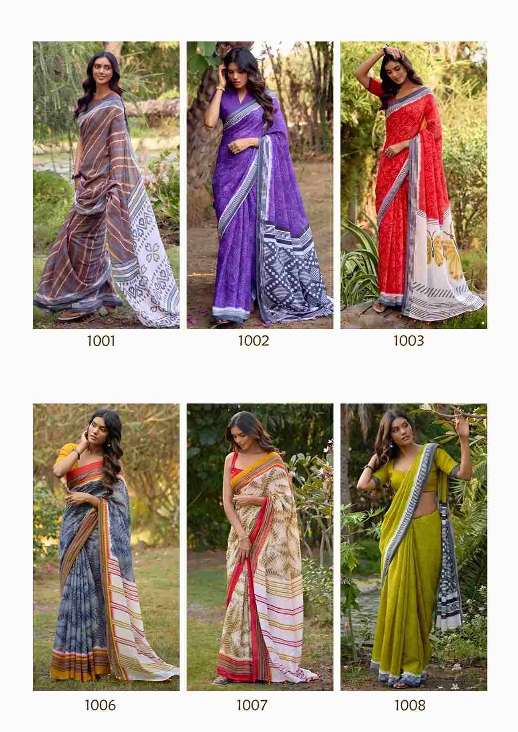 Darshana By Sr 1001 To 1010 Series Indian Traditional Wear Collection Beautiful Stylish Fancy Colorful Party Wear & Occasional Wear Pure Linen Sarees At Wholesale Price
